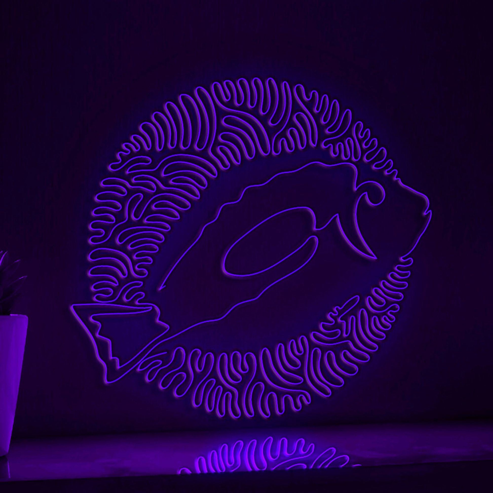 Blue Tang One Line EL Neon - Coral Reef Fish Decor - myneonup