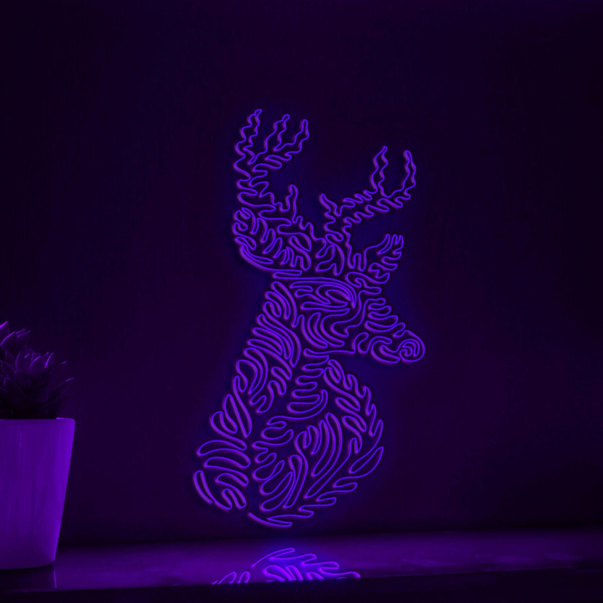 Deer One Line EL Wire Neon Sign - Red Deer Wall Art - myneonup
