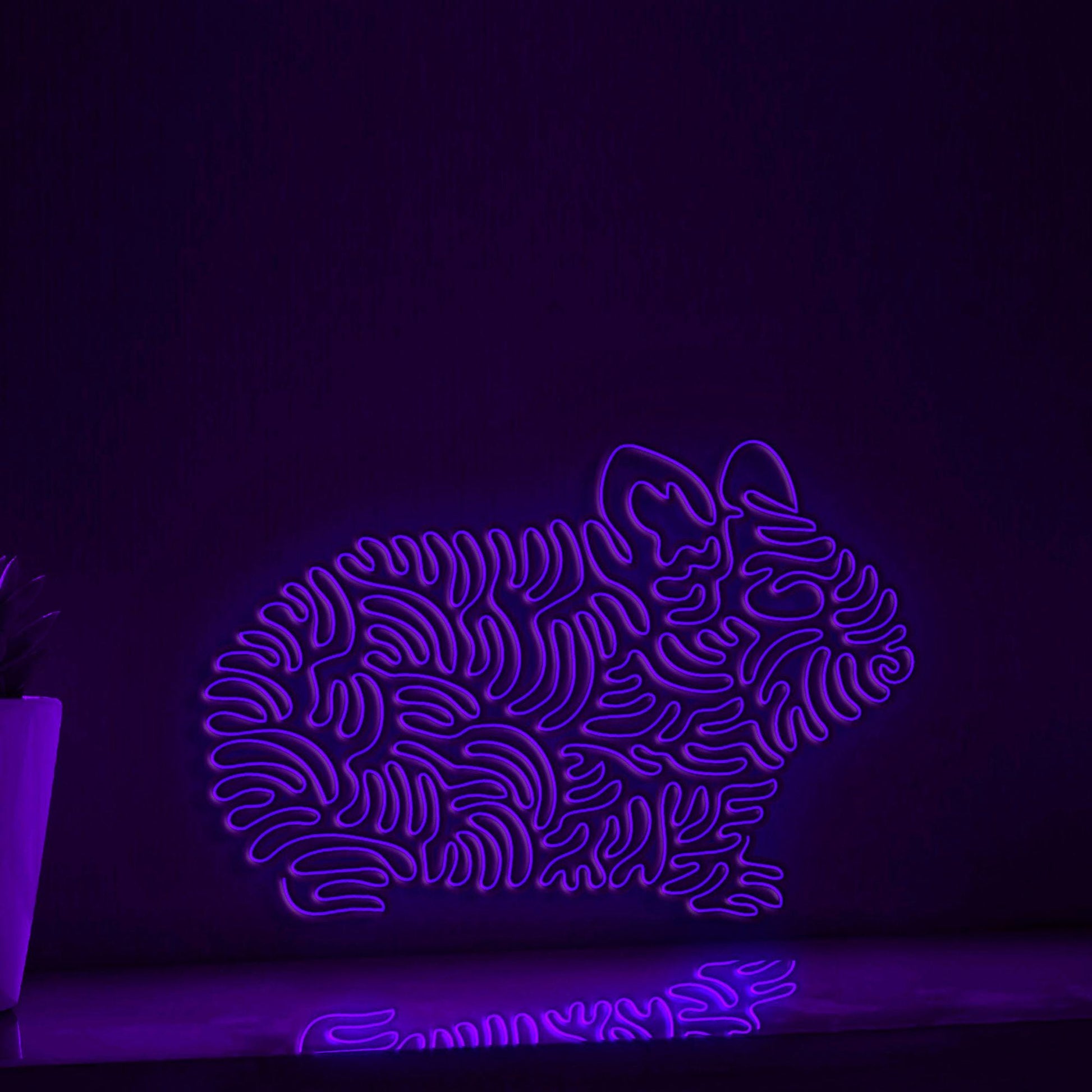 Hamster One Line EL Neon - Fluffy Pet Circle Art - myneonup