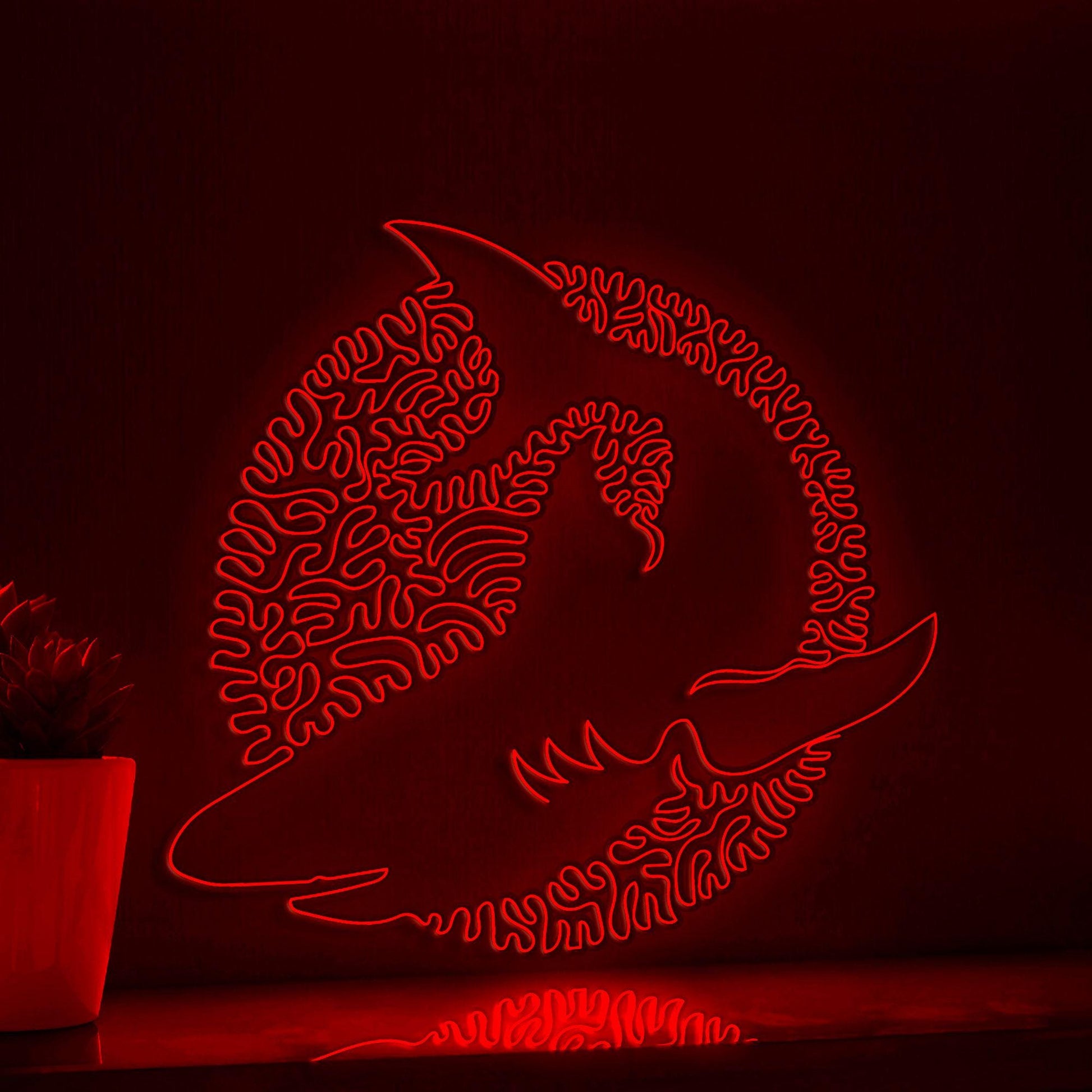 Shark One Line EL Wire Neon Sign - Ocean Themed Wall Decor - myneonup