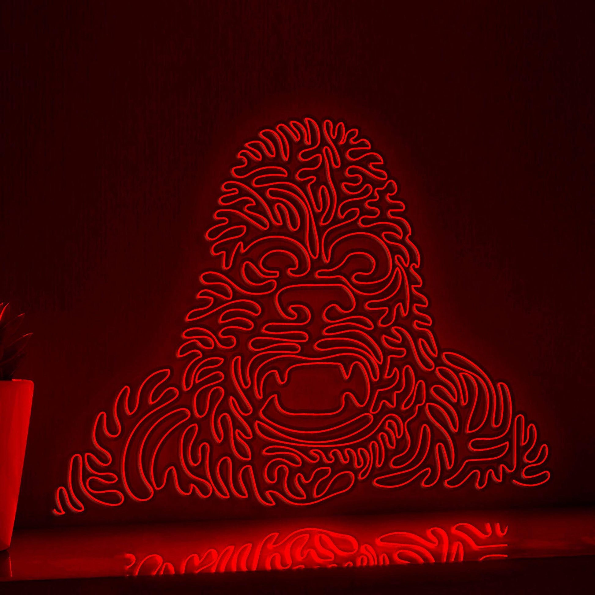 Gorilla One Line EL Neon - Robust Ape Wall Decor - myneonup