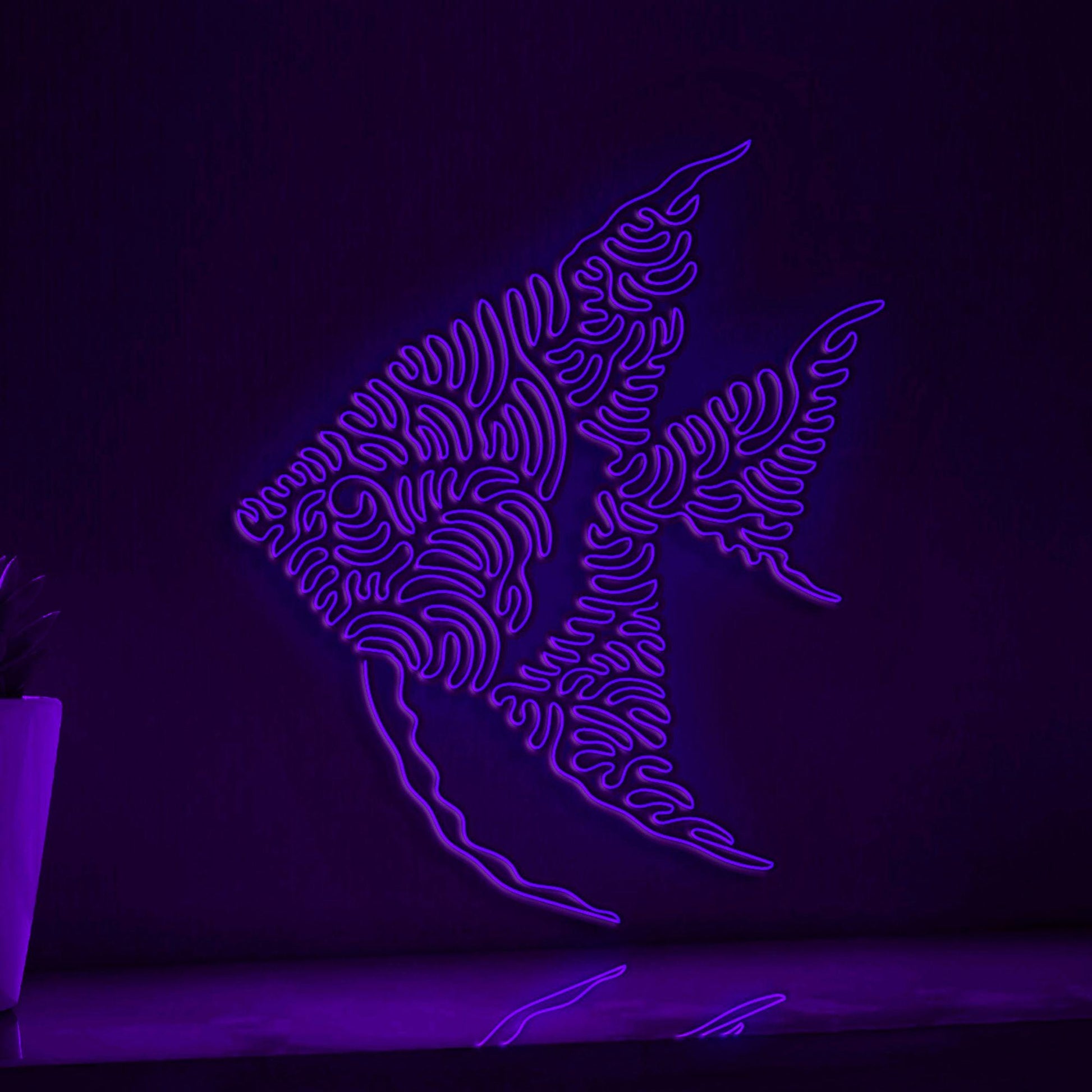 Angelfish One Line Neon - Ideal for Aquarium Lovers' Wall Decor - myneonup