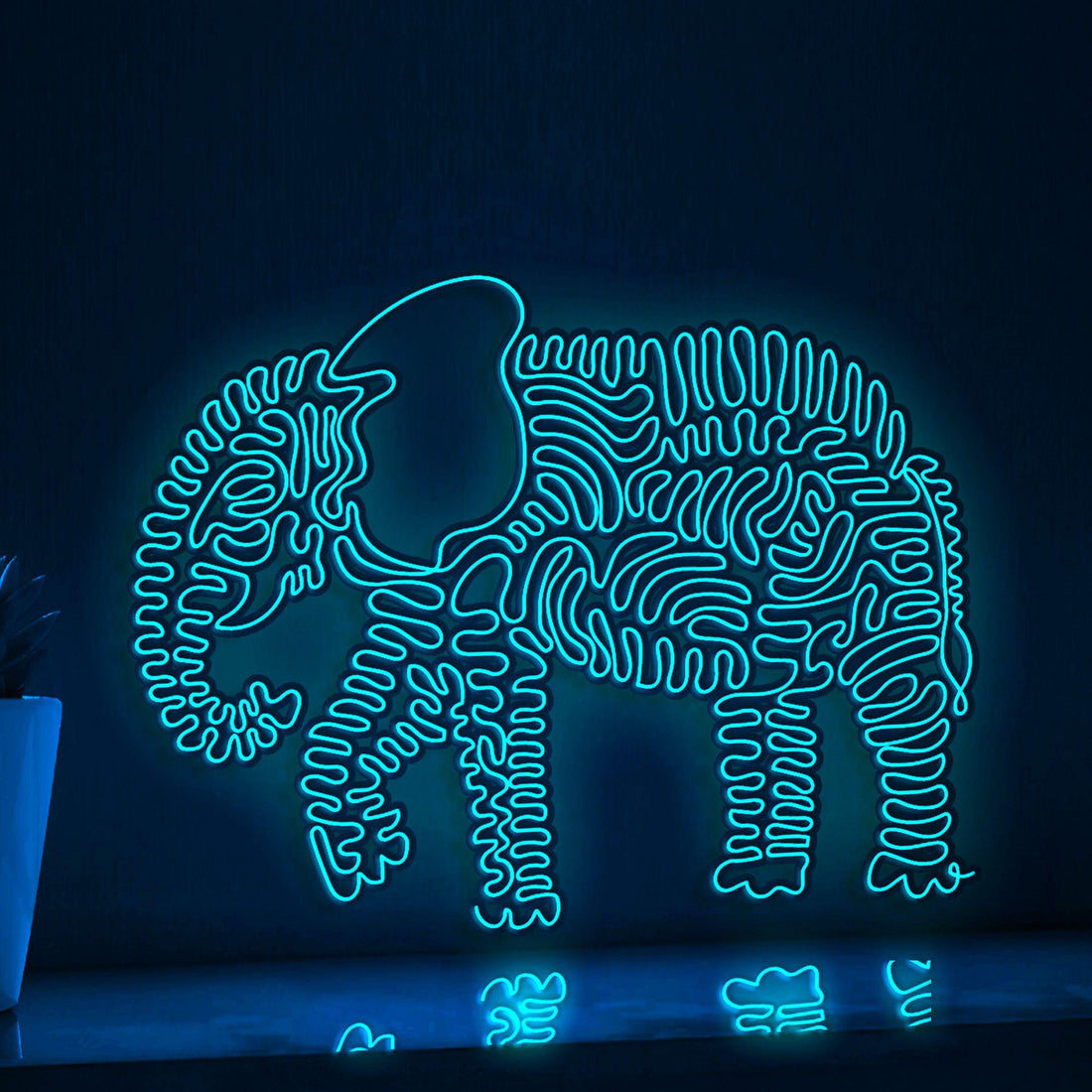 Elephant One Line Art EL Wire Neon Sign - African Animal Wall Decor - myneonup