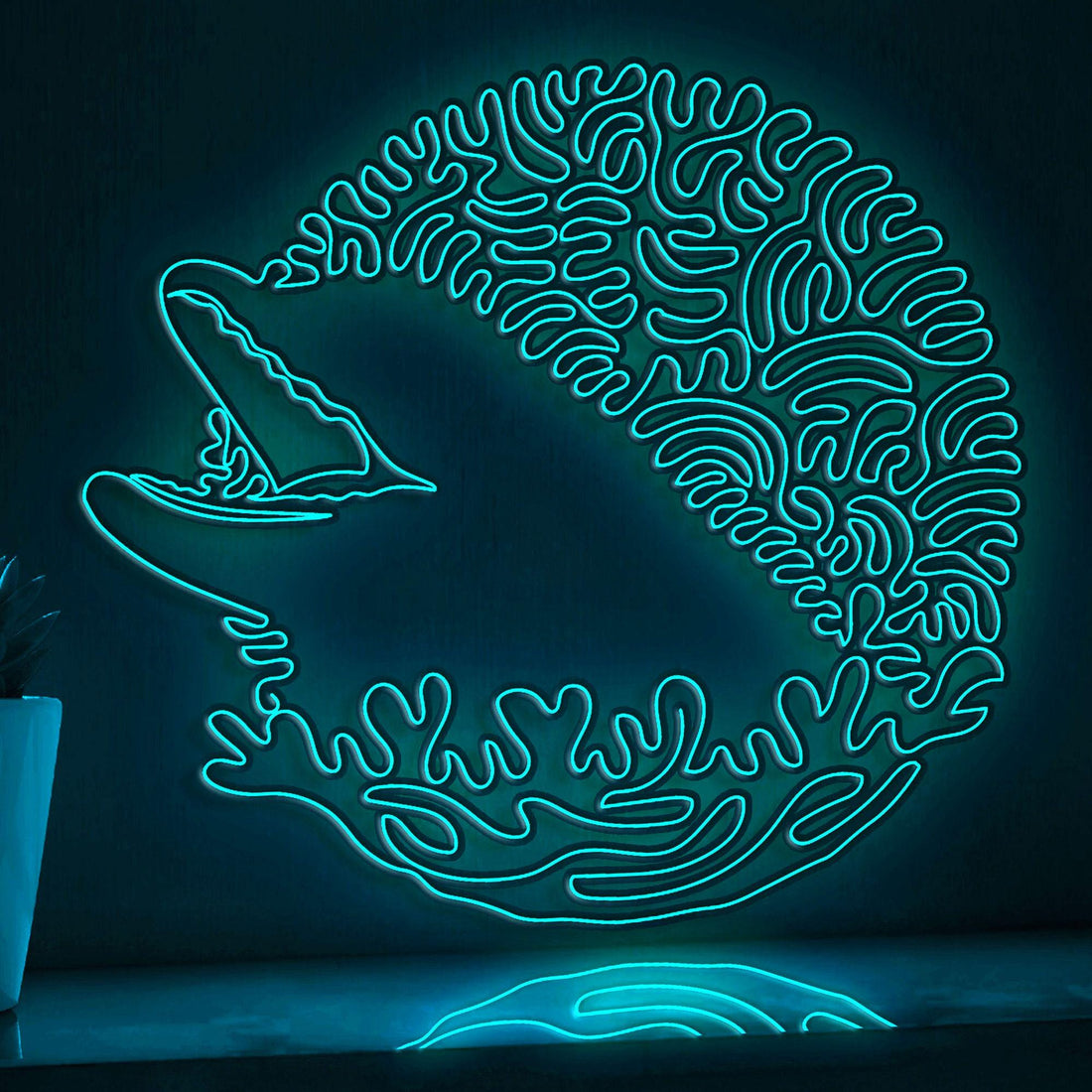 Dolphin One Line EL Neon - Marine Decor - myneonup