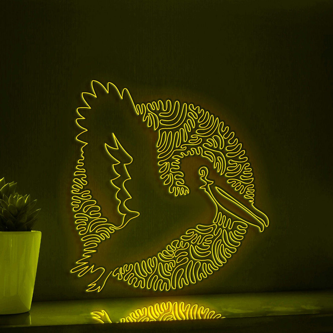 Pelican One Line Neon Sign - Elastic Pouch Bird Wall Art - myneonup
