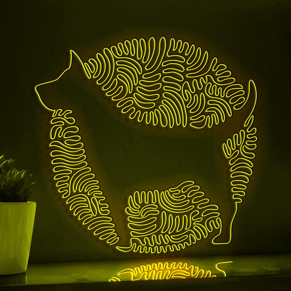 Dog One Line Art EL Wire Neon Sign - Funny Pet Circle Wall Decor - myneonup