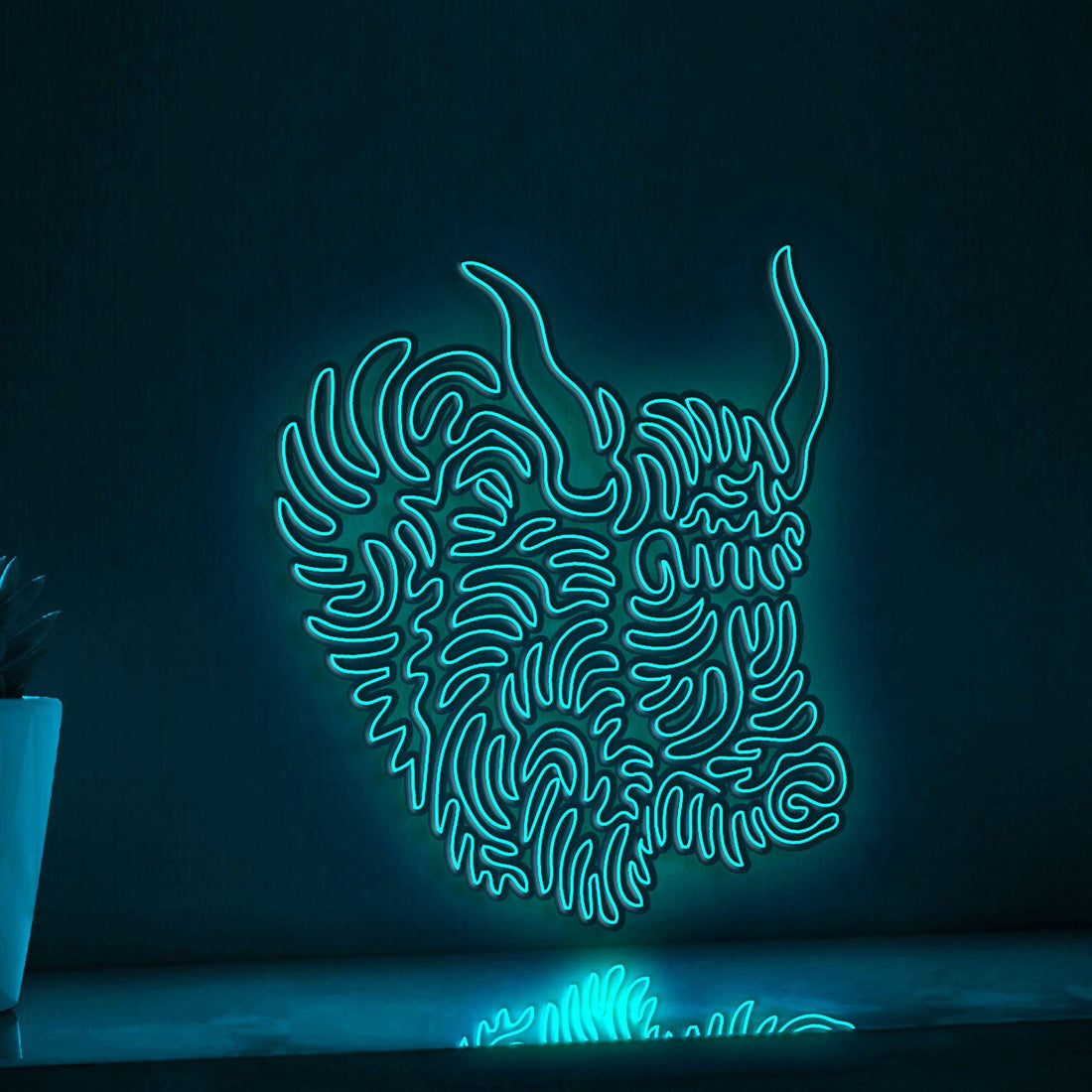 Yak One Line EL Neon - Curved Horns Animal Art - myneonup