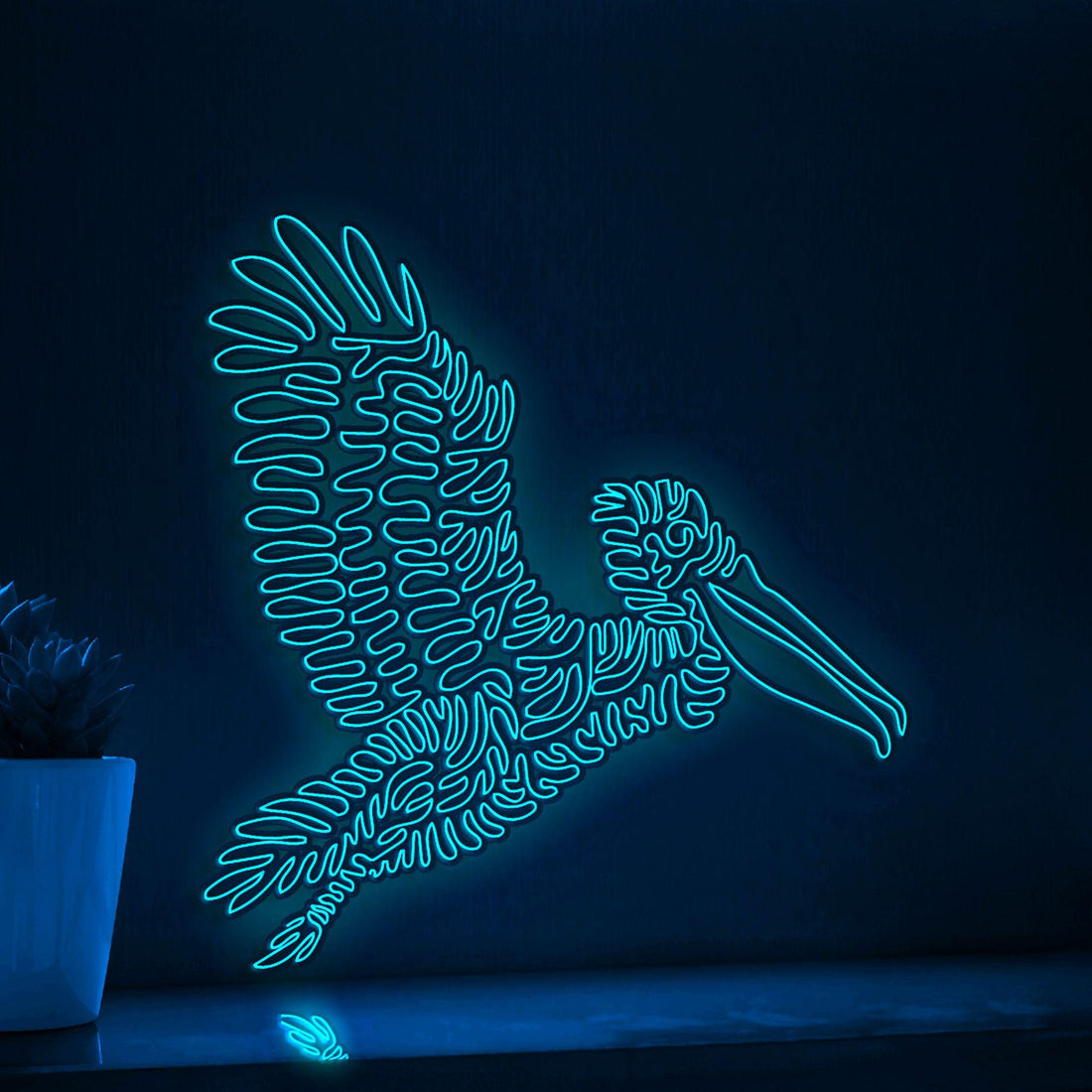 Flying Pelican EL Wire Neon Sign - Largest Bird Wall Art - myneonup