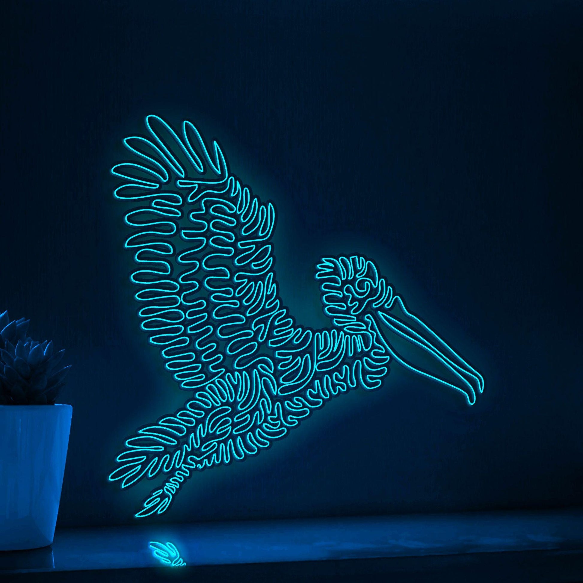 Flying Pelican EL Wire Neon Sign - Largest Bird Wall Art - myneonup