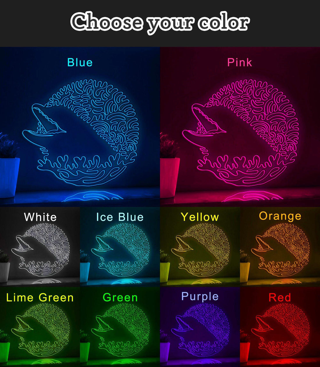 Dolphin One Line EL Neon - Marine Decor - myneonup