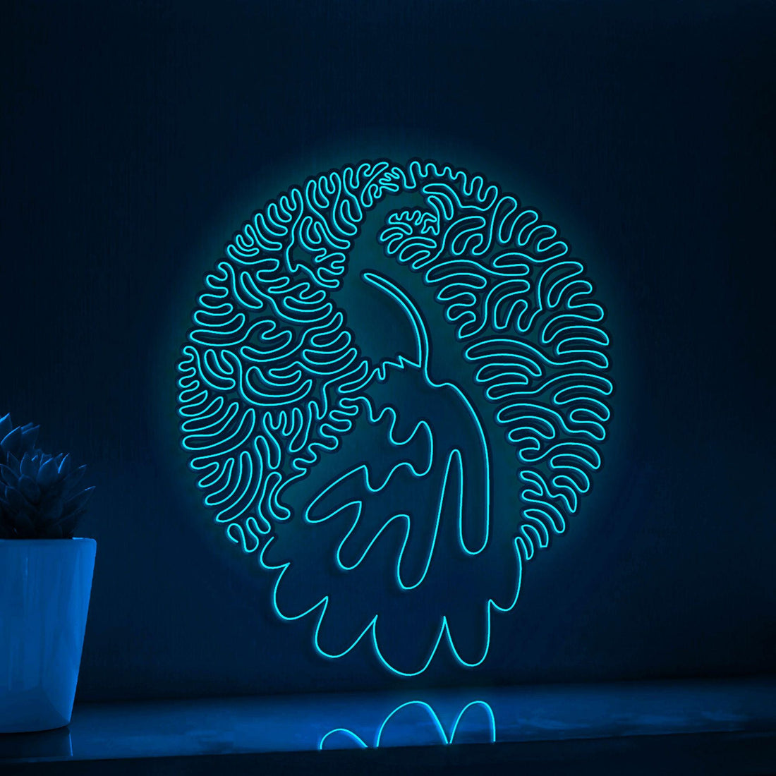 Adorable Big Peacock Tail EL Neon Art for Wall Decor - myneonup