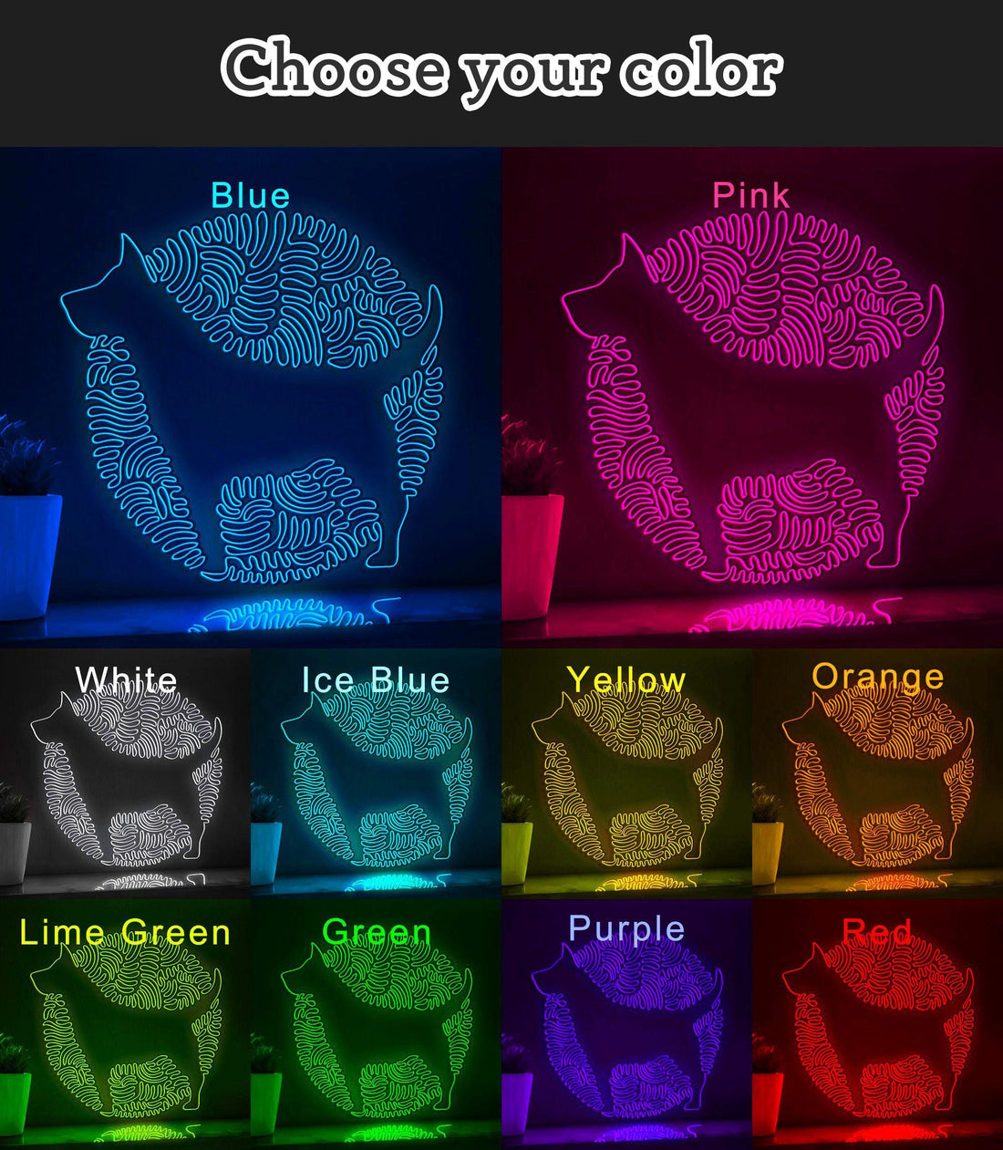 Dog One Line Art EL Wire Neon Sign - Funny Pet Circle Wall Decor - myneonup