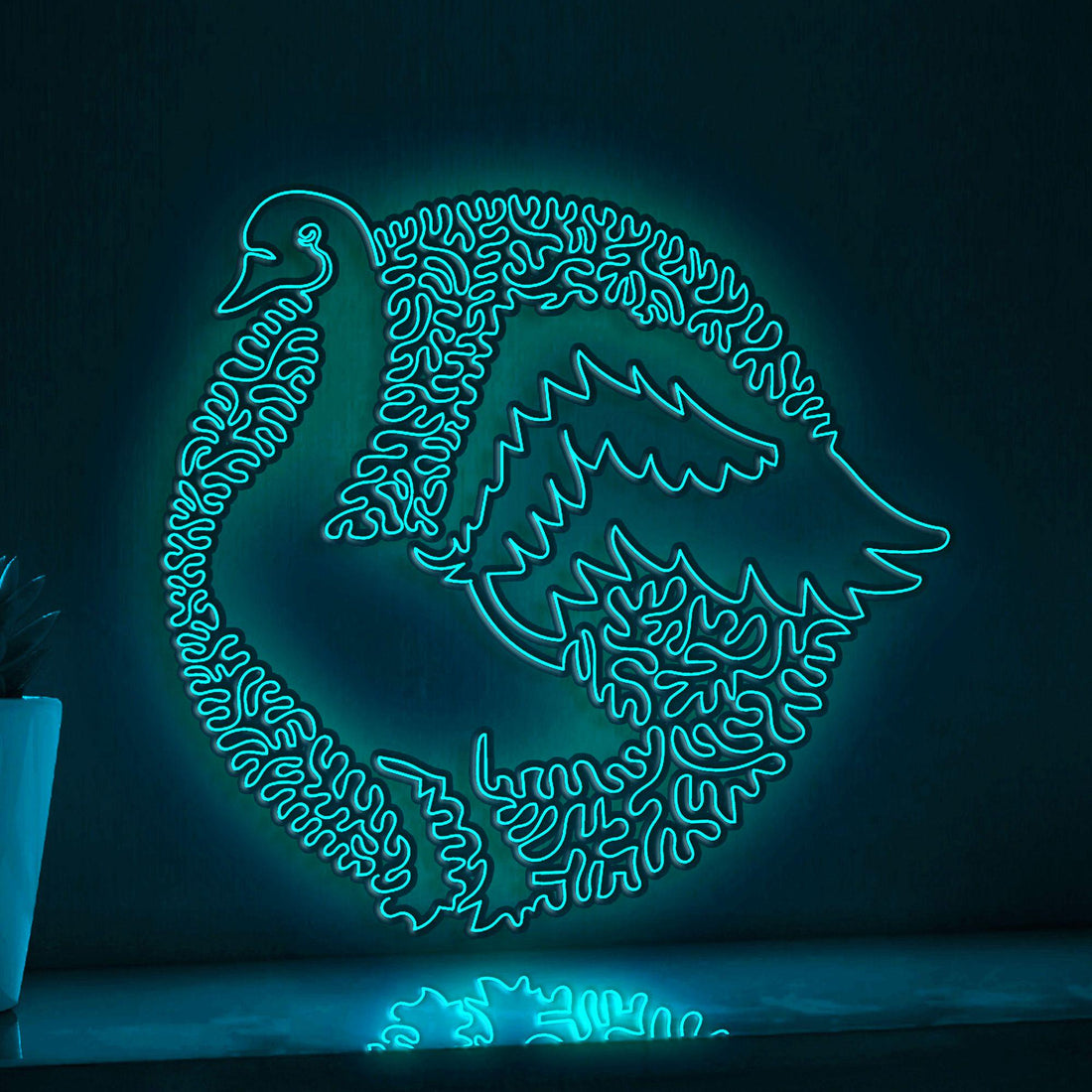 Swan One Line Art EL Wire Neon Sign - Graceful Bird Wall Decor - myneonup