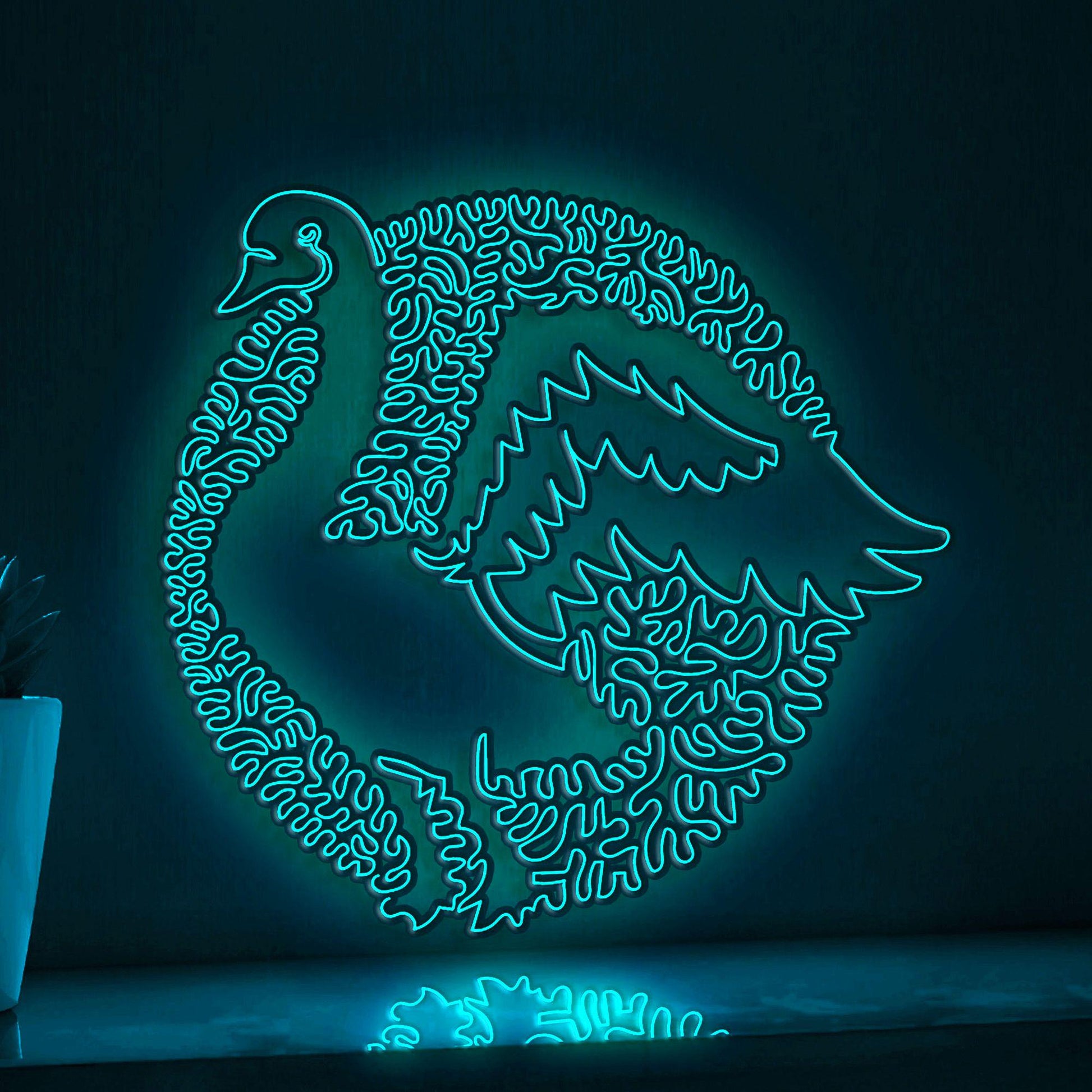 Swan One Line Art EL Wire Neon Sign - Graceful Bird Wall Decor - myneonup