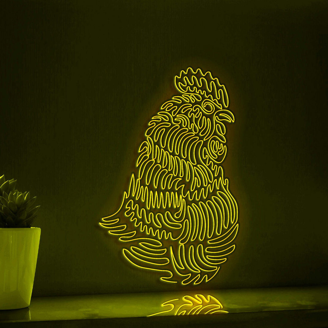 Rooster One Line EL Wire Neon Sign - Feathered Boho Wall Decor - myneonup