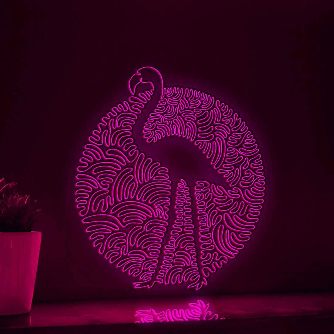 Flamingo One Line Art EL Wire Neon Sign - Minimalist Boho Wall Decor - myneonup