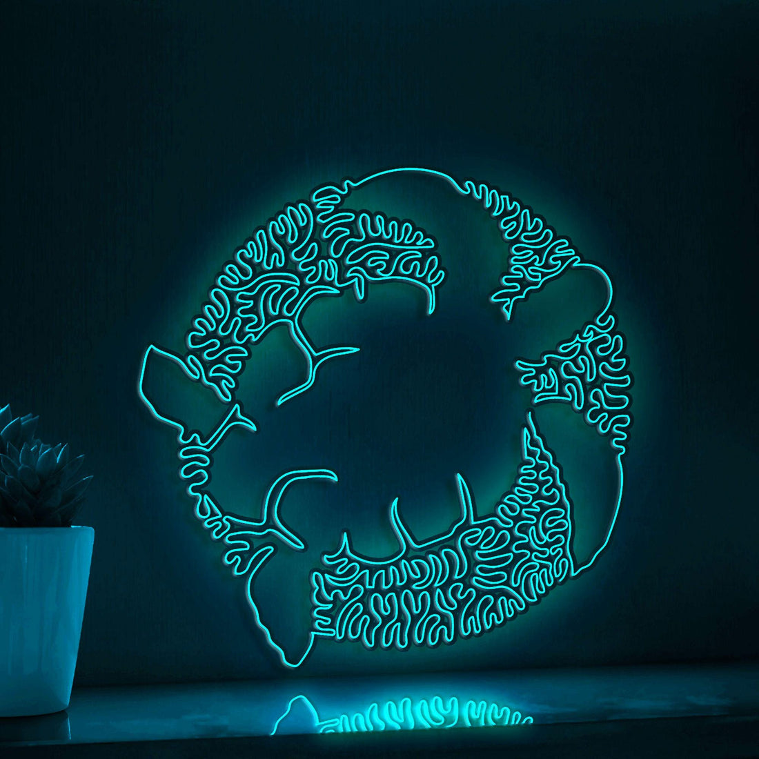 Turtle One Line EL Wire Neon Sign - Reptile Minimalist Decor - myneonup