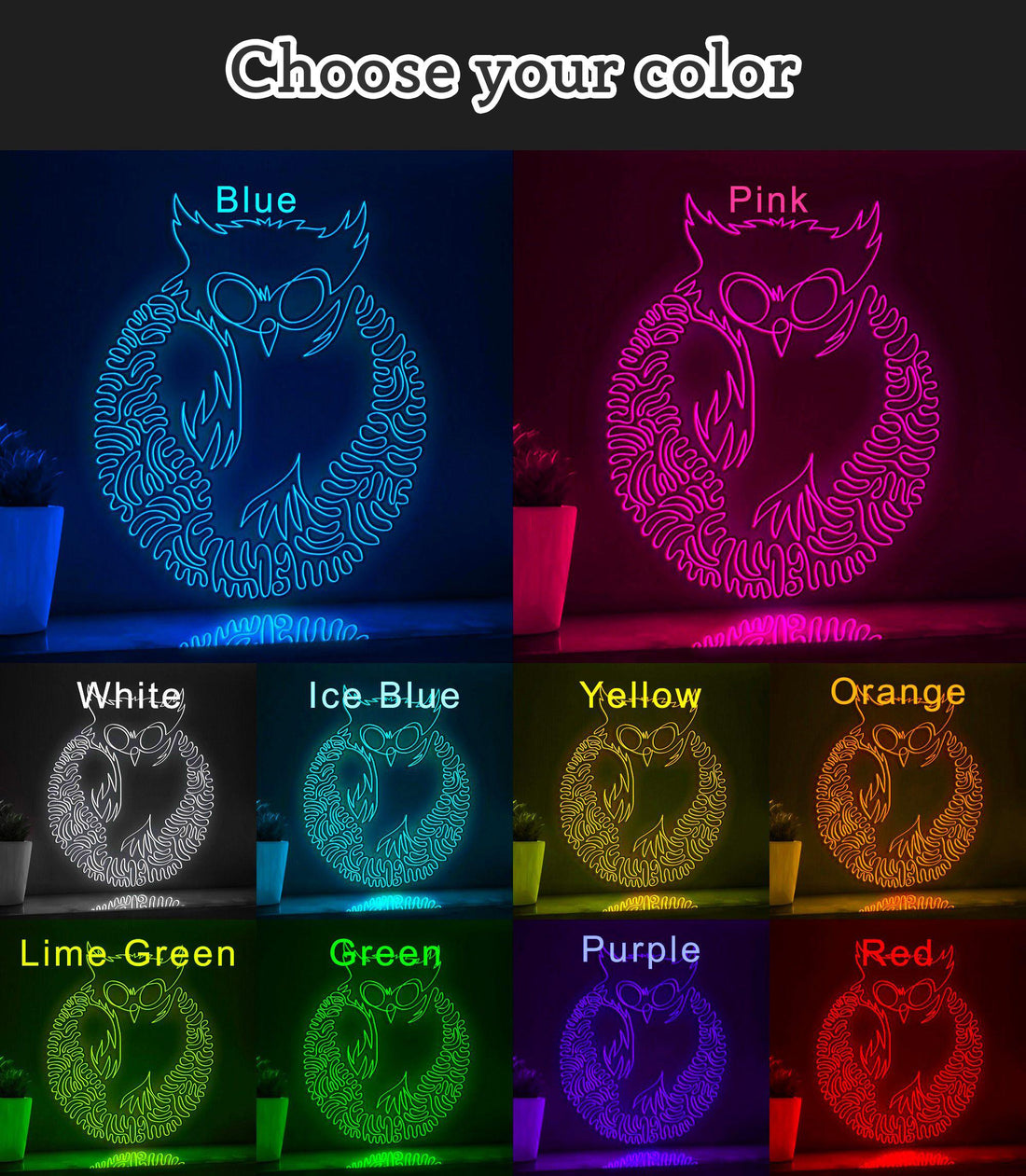 Owl One Line EL Wire Neon Sign - Bird Wall Art - myneonup