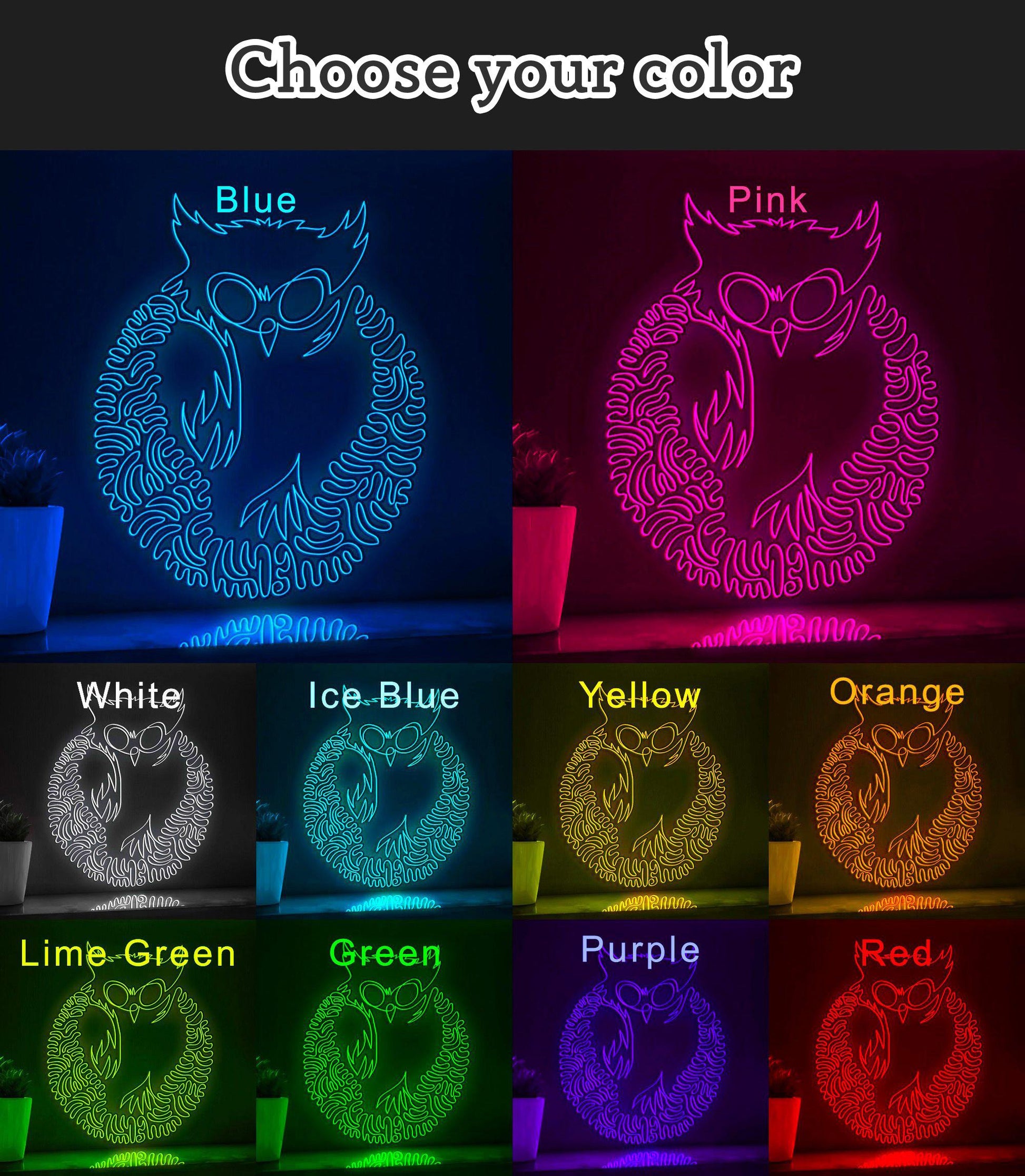 Owl One Line EL Wire Neon Sign - Bird Wall Art - myneonup
