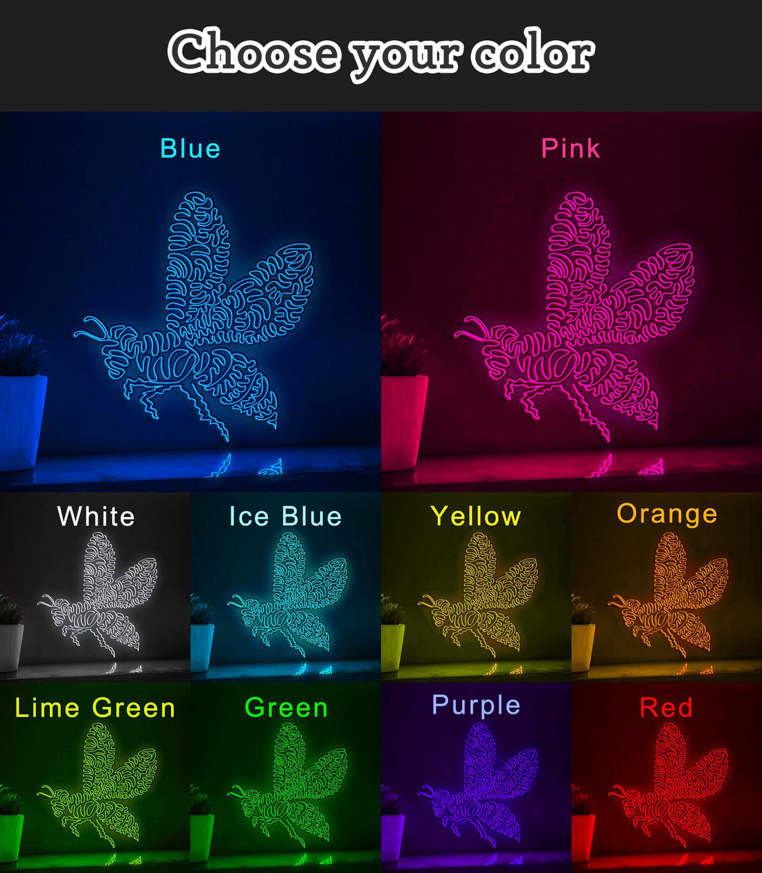 Bee One Line Art EL Wire Neon Sign - Winged Insect Decor - myneonup