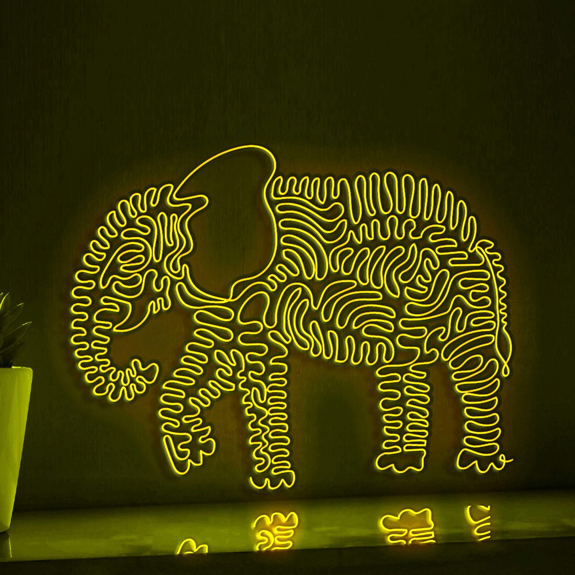 Elephant One Line Art EL Wire Neon Sign - African Animal Wall Decor - myneonup
