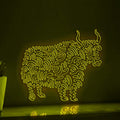 Yak One Line Art EL Wire Neon Sign - Long-Haired Animal Wall Decor - myneonup