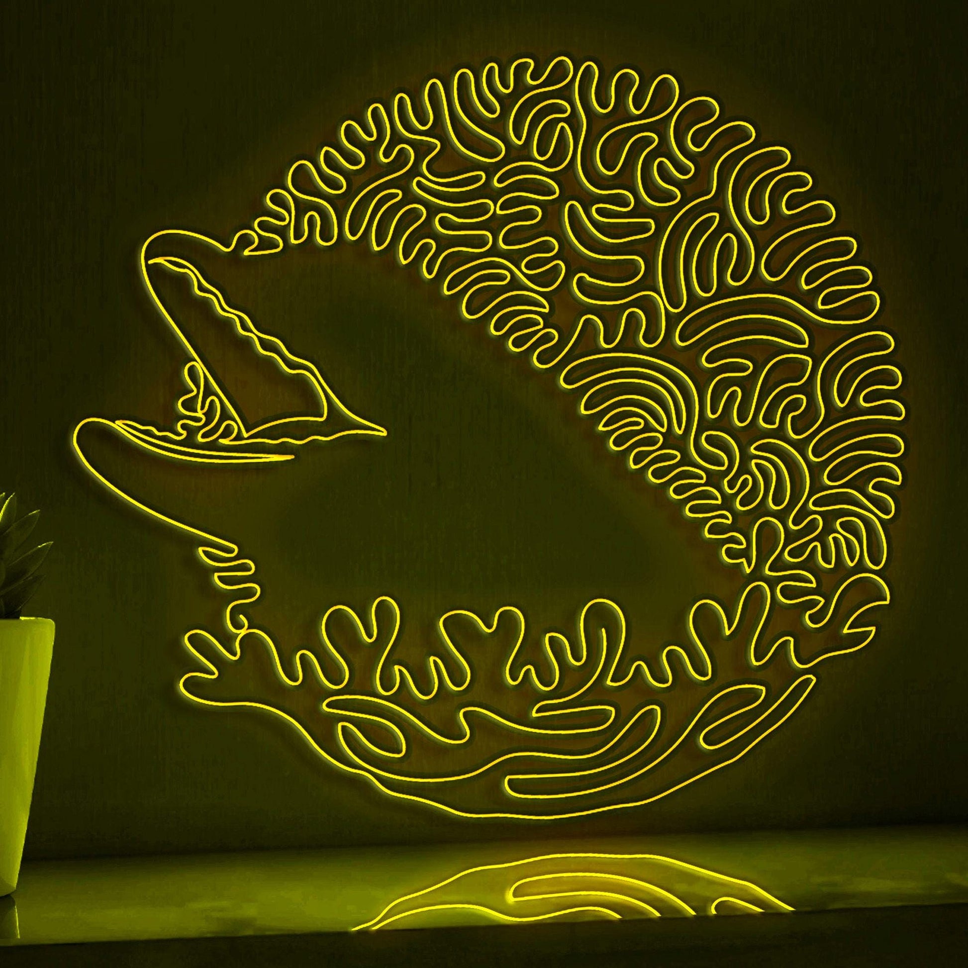 Dolphin One Line EL Neon - Marine Decor - myneonup