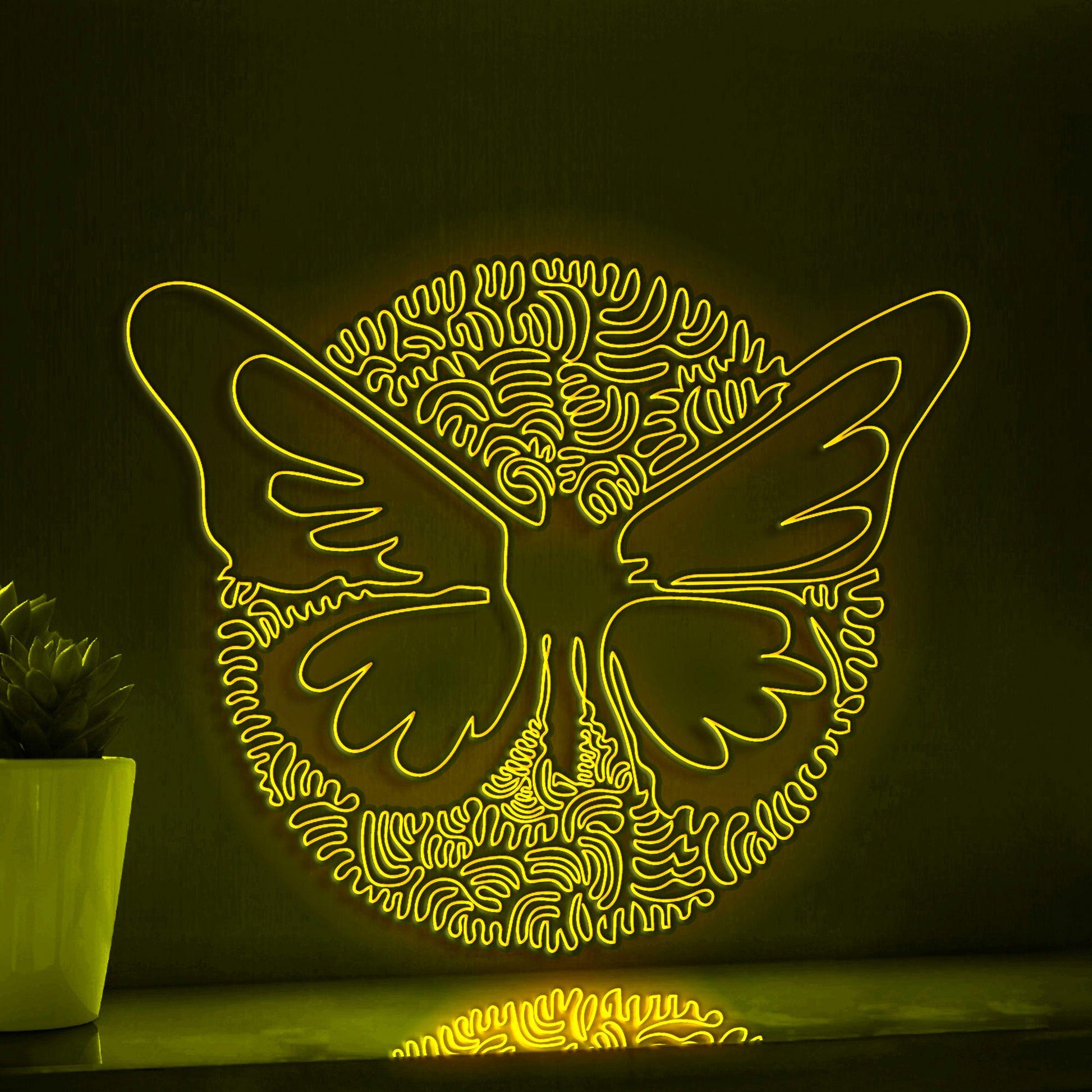 Butterfly One Line Art EL Wire Neon Sign - Floral Wing Circle Wall Decor - myneonup