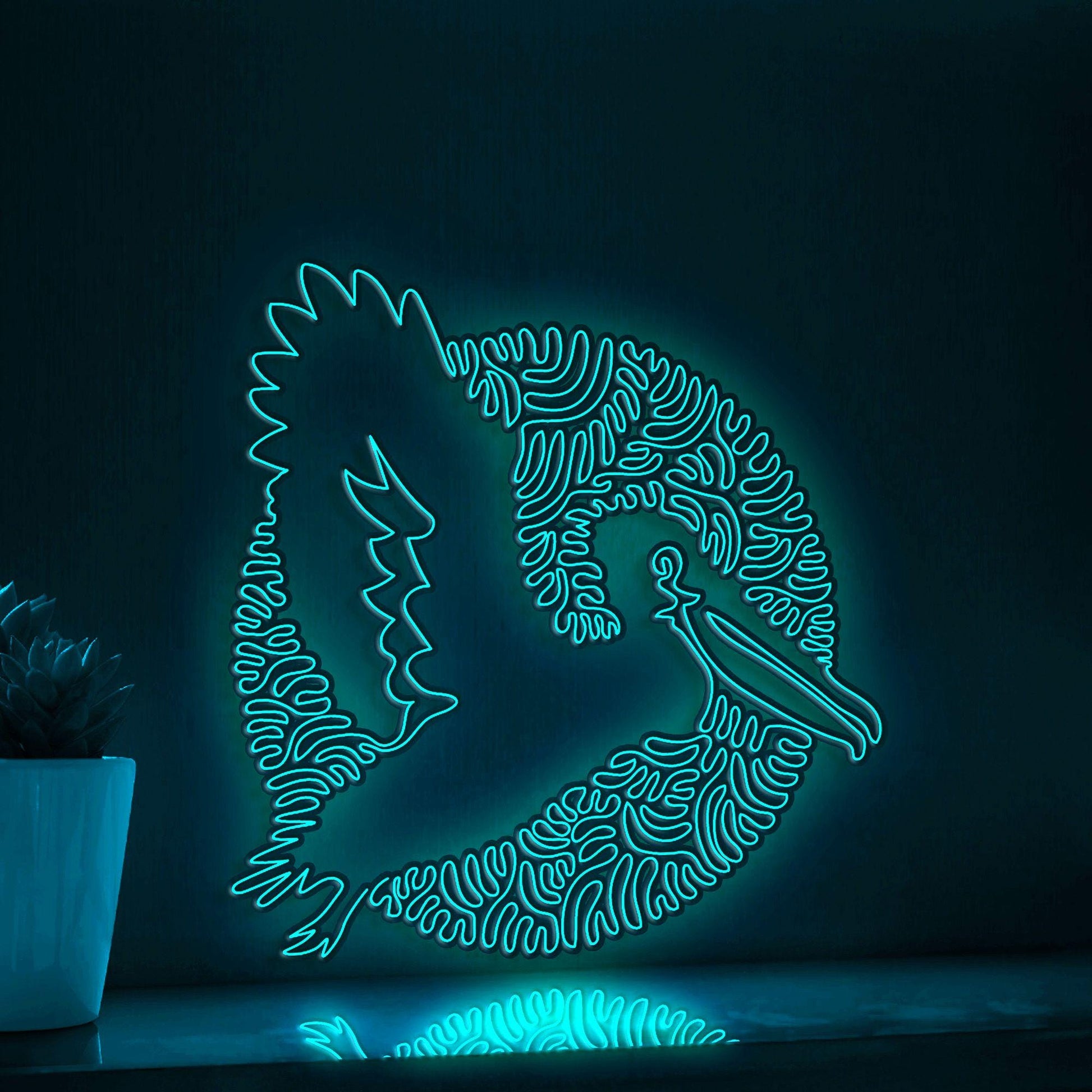 Pelican One Line Neon Sign - Elastic Pouch Bird Wall Art - myneonup