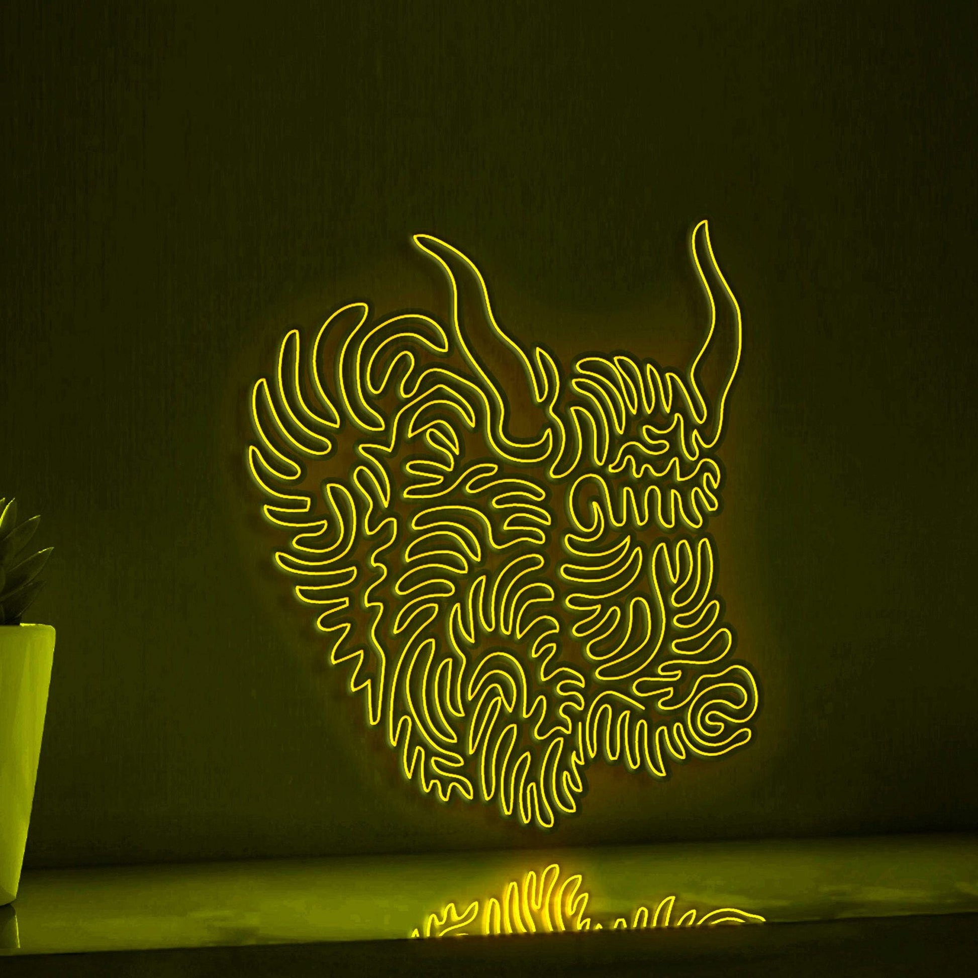 Yak One Line EL Neon - Curved Horns Animal Art - myneonup