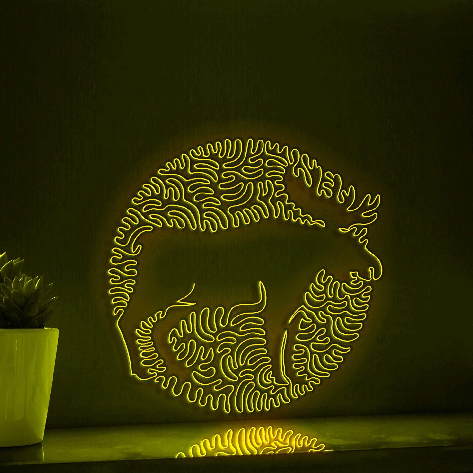Moose One Line EL Wire Neon Sign - Forest Animal Circle Wall Art - myneonup