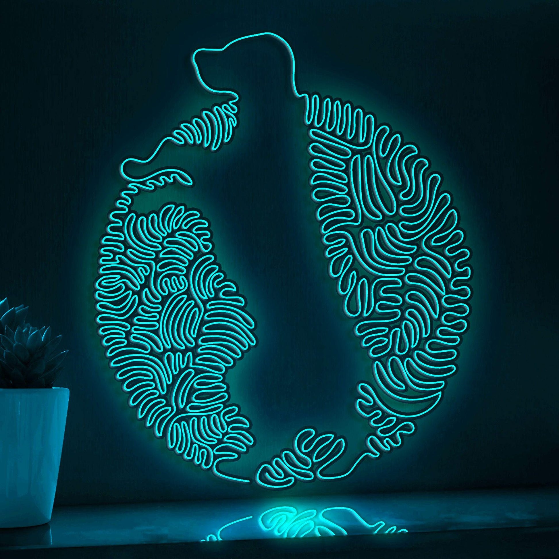 Standing Dog One Line EL Neon - Pet Circle Wall Art Decor - myneonup