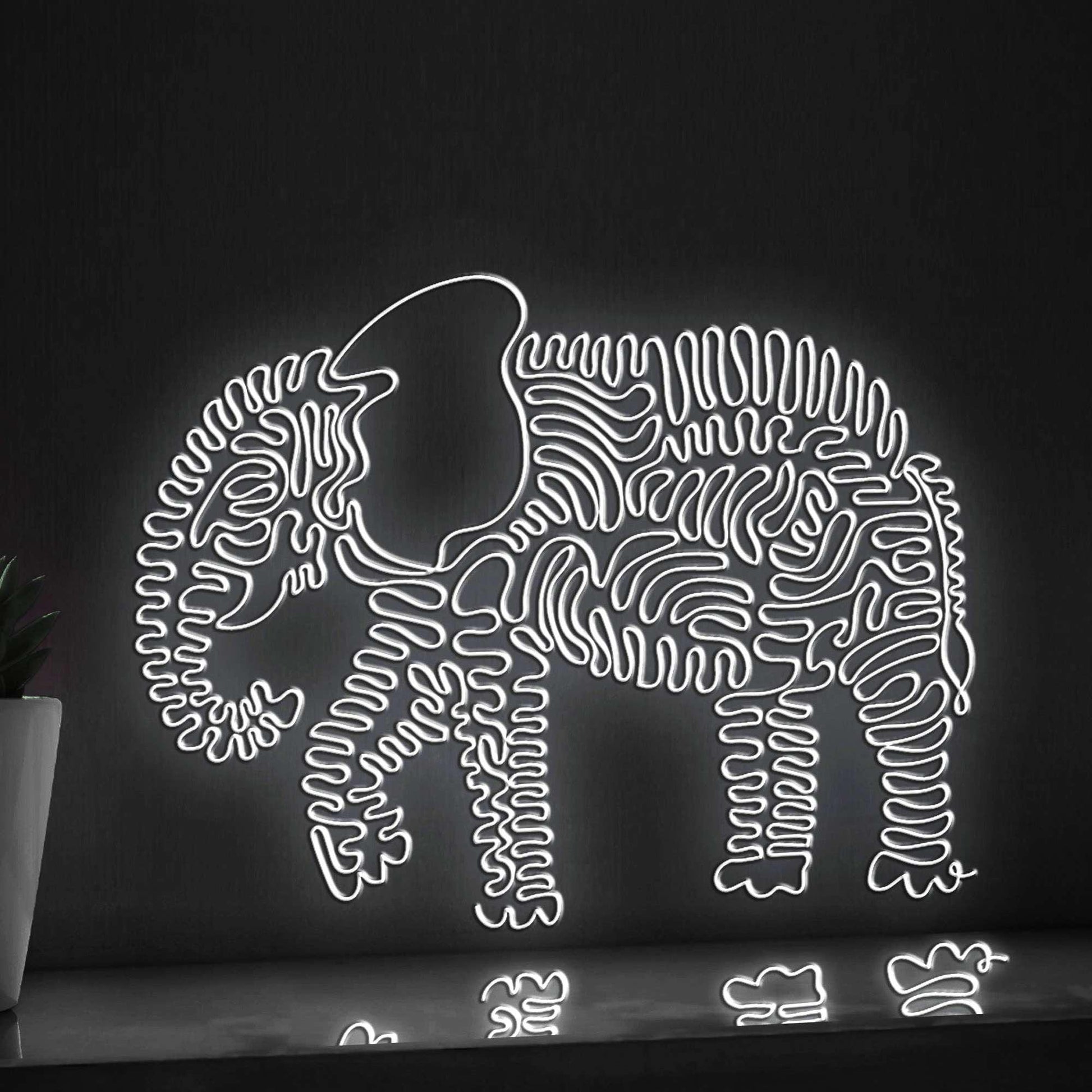 Elephant One Line Art EL Wire Neon Sign - African Animal Wall Decor - myneonup