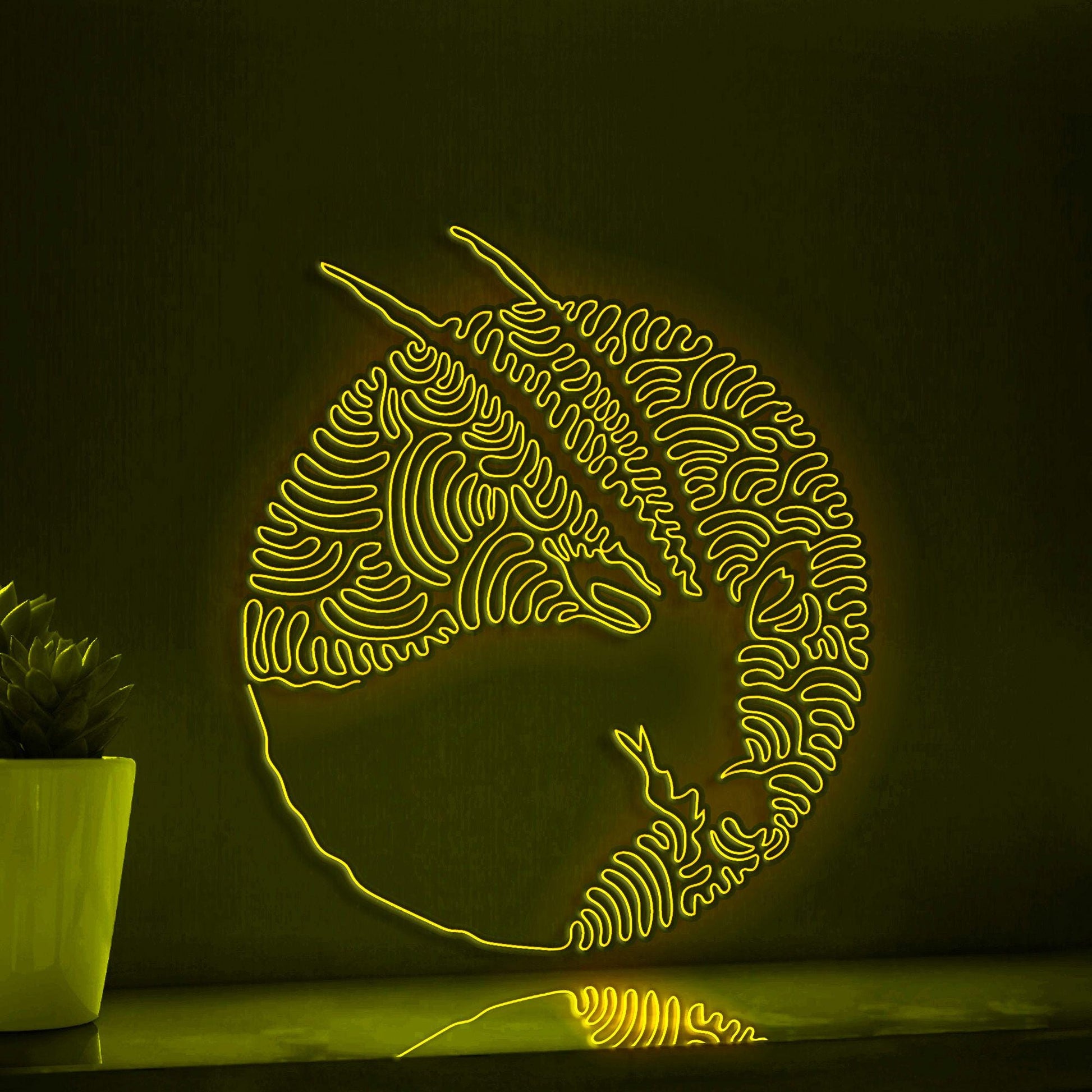 Oryx One Line EL Wire Neon Sign 2 - Abstract Art for Animal Lovers Wall Deocr - myneonup