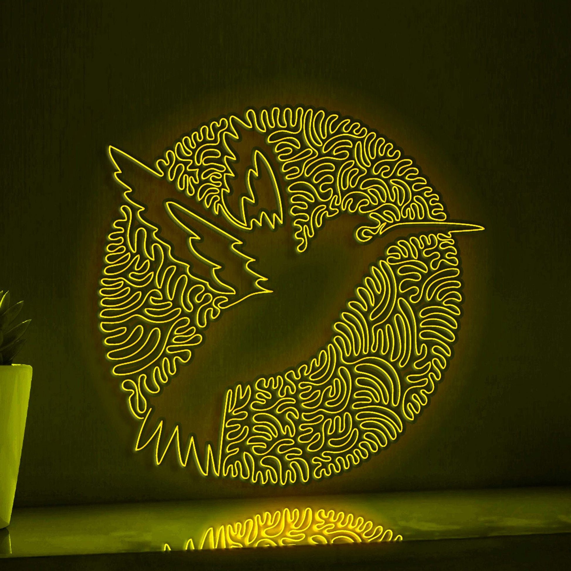 Hummingbird One Line Art EL Wire Neon Sign - Circle Floral Bird Wall Decor - myneonup