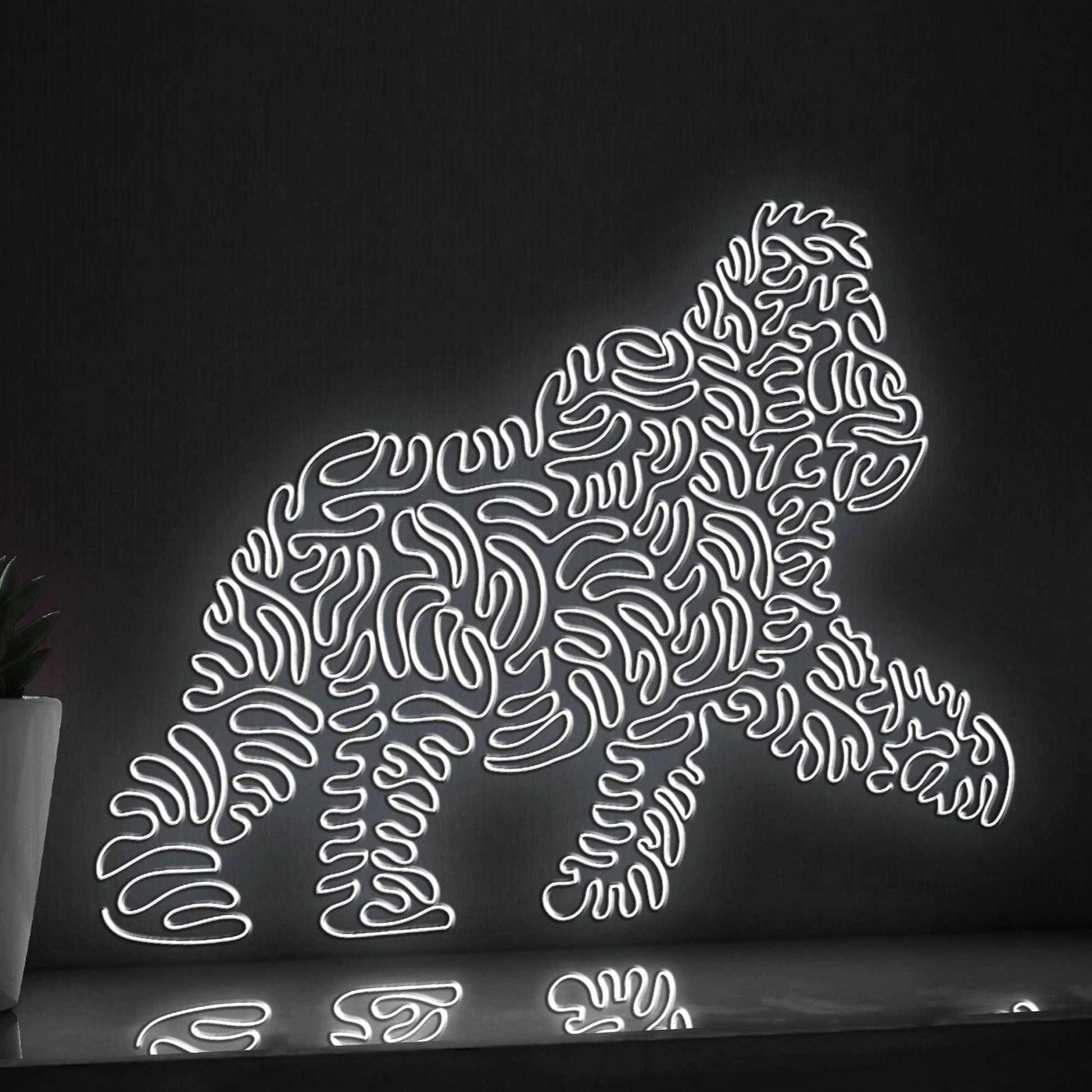 Gorilla One Line EL Wire Neon Sign - Primate Art Wall Decor - myneonup