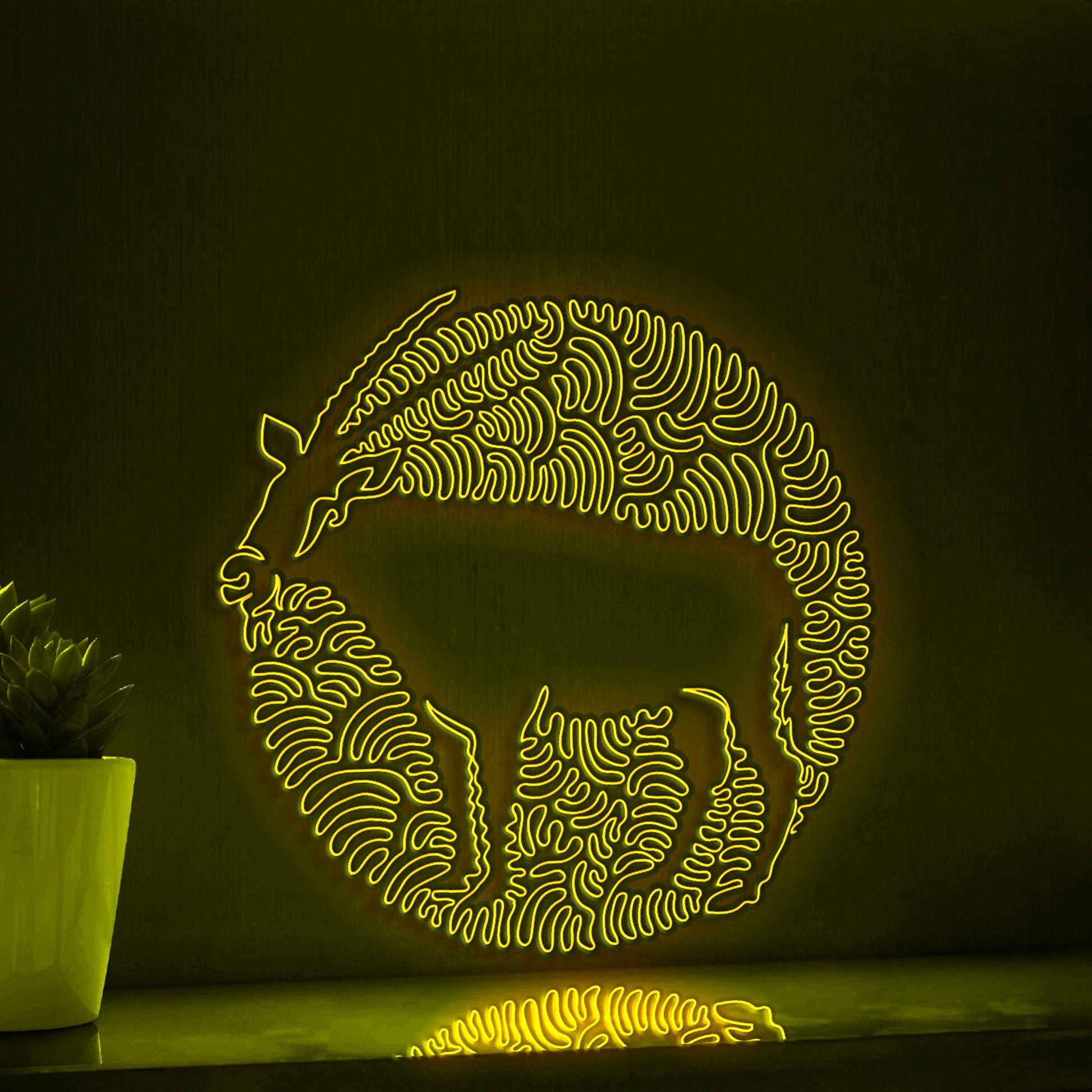 Oryx One Line Art EL Wire Neon Sign - Desert Antelope Circle Wall Decor - myneonup
