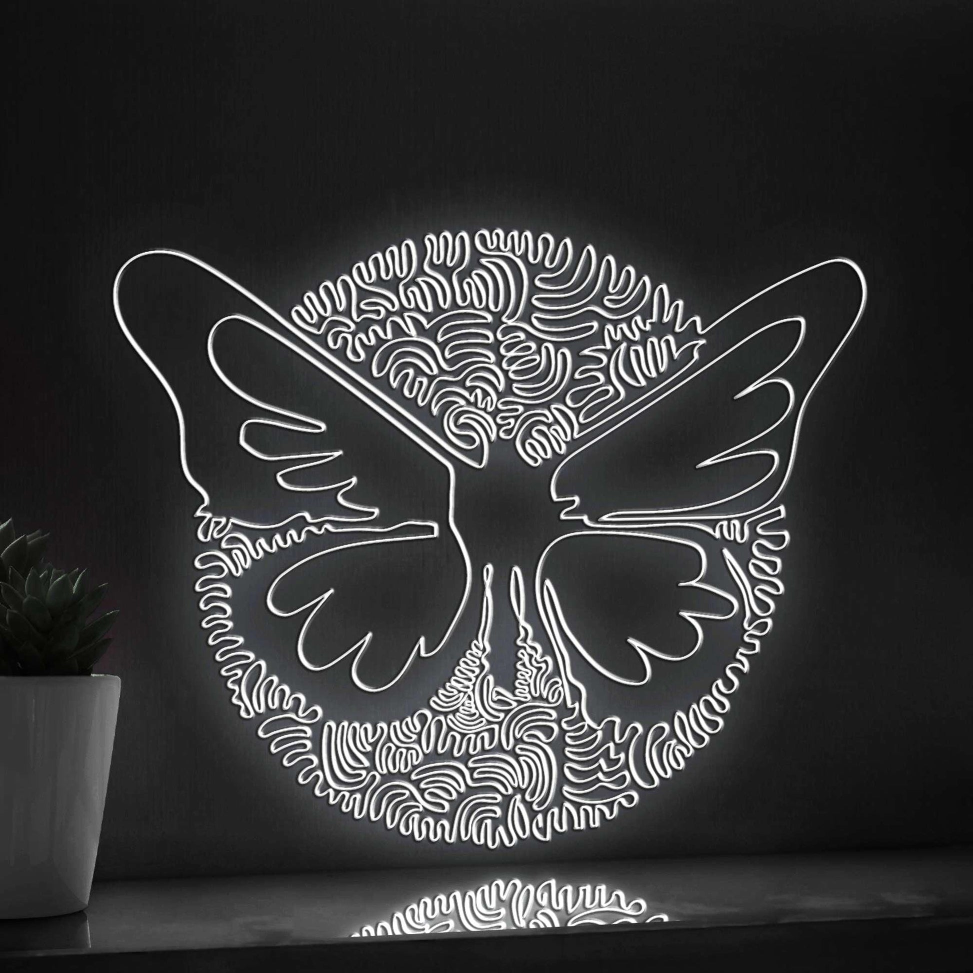 Butterfly One Line Art EL Wire Neon Sign - Floral Wing Circle Wall Decor - myneonup