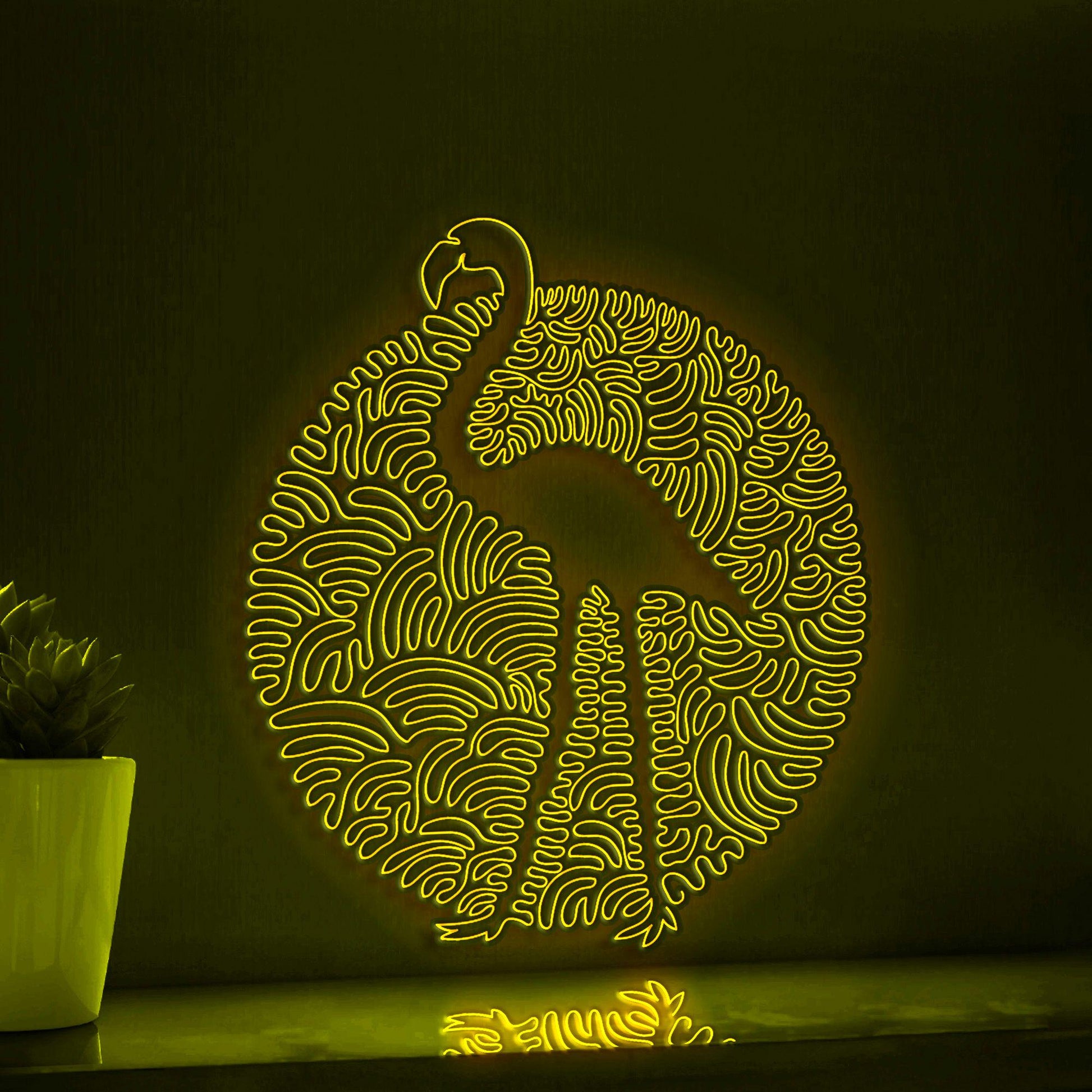 Flamingo One Line Art EL Wire Neon Sign - Minimalist Boho Wall Decor - myneonup