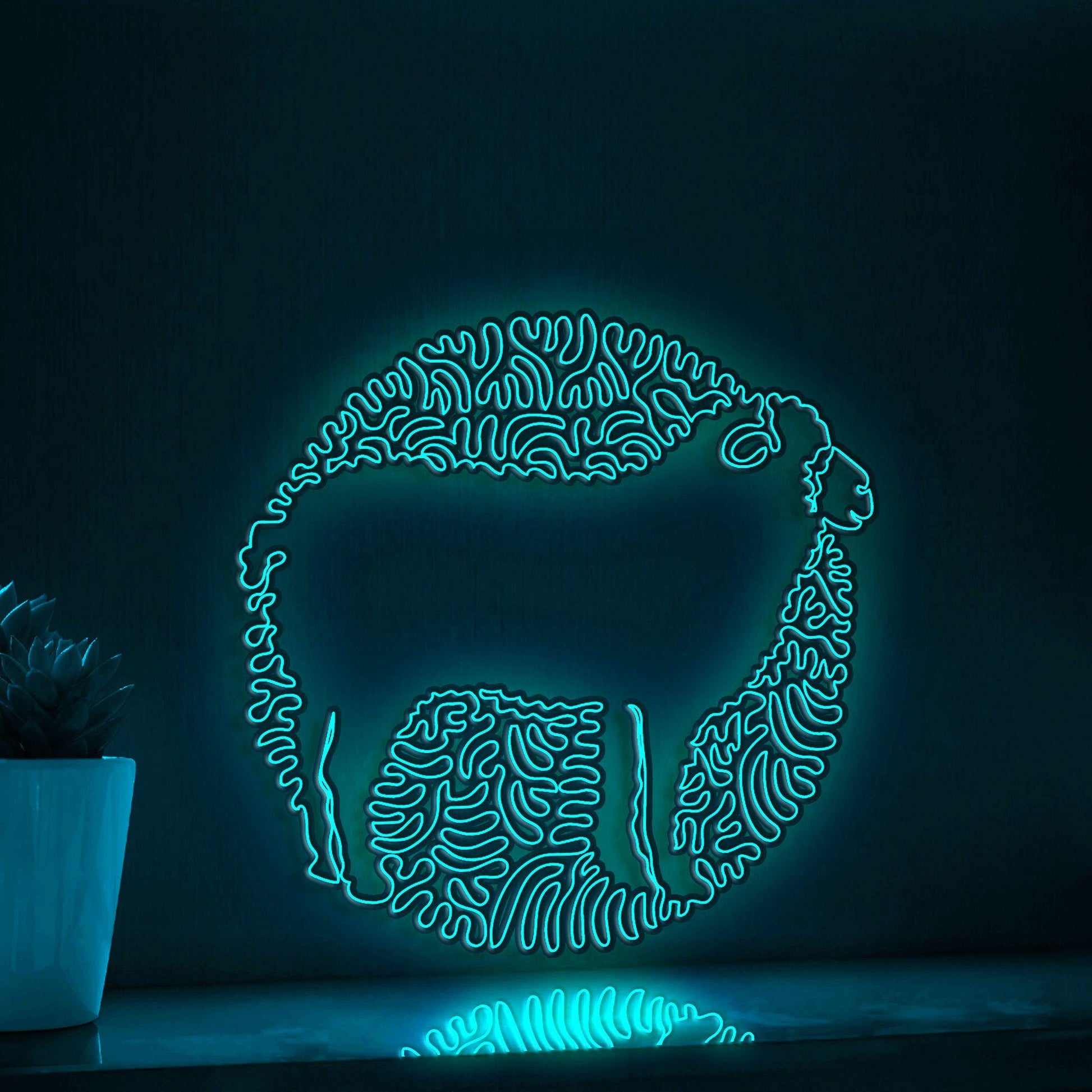 Sheep One Line EL Wire Neon Sign - Woolly Grazing Wall Art - myneonup