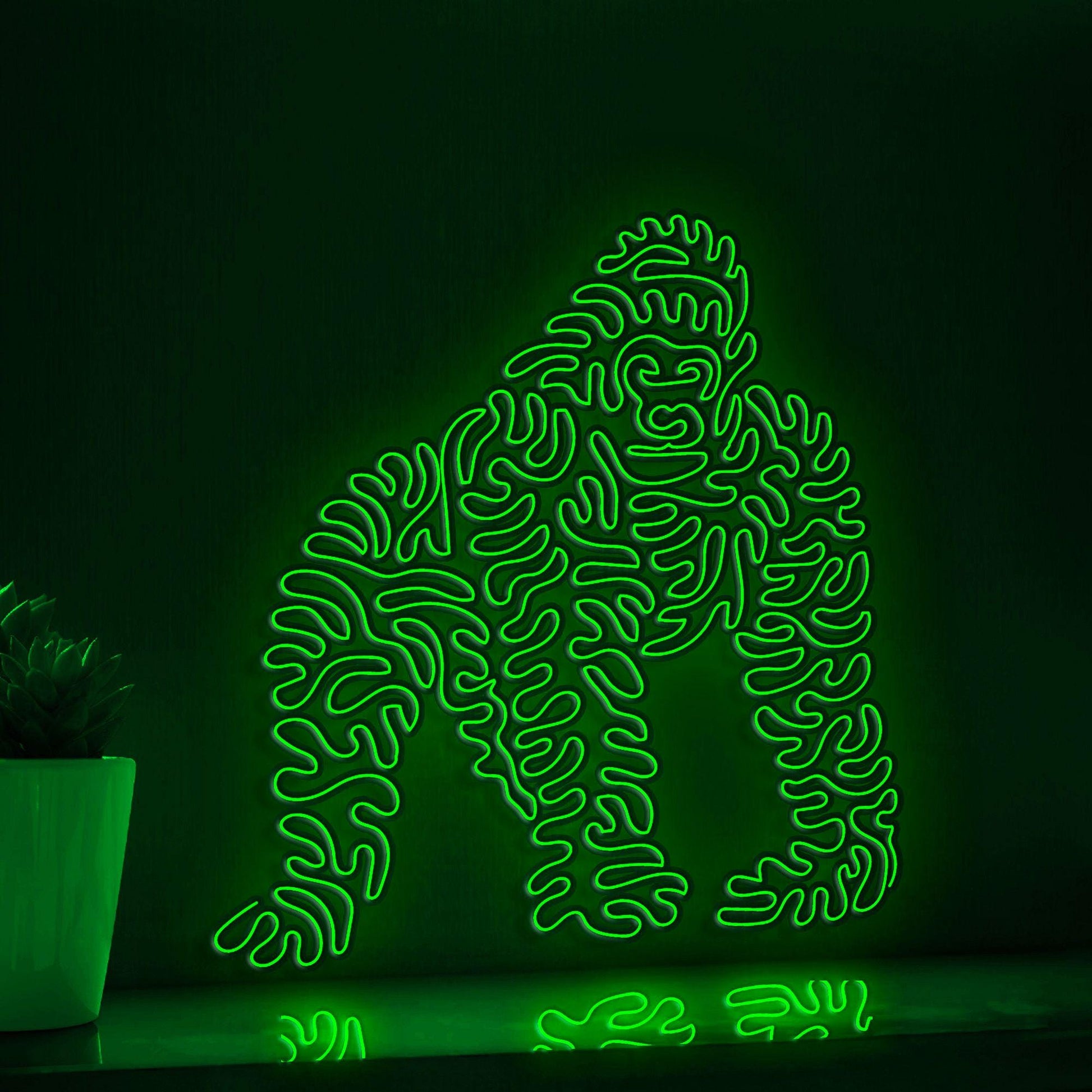 Gorilla One Line EL Wire Neon Sign - Shaggy Jungle Wall Art - myneonup