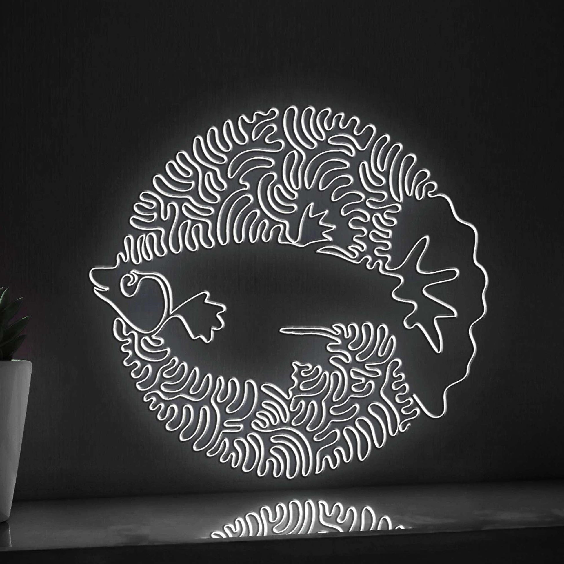 Guppy One Line EL Neon - Ocean Themed Aquarium Art Wall Decor - myneonup