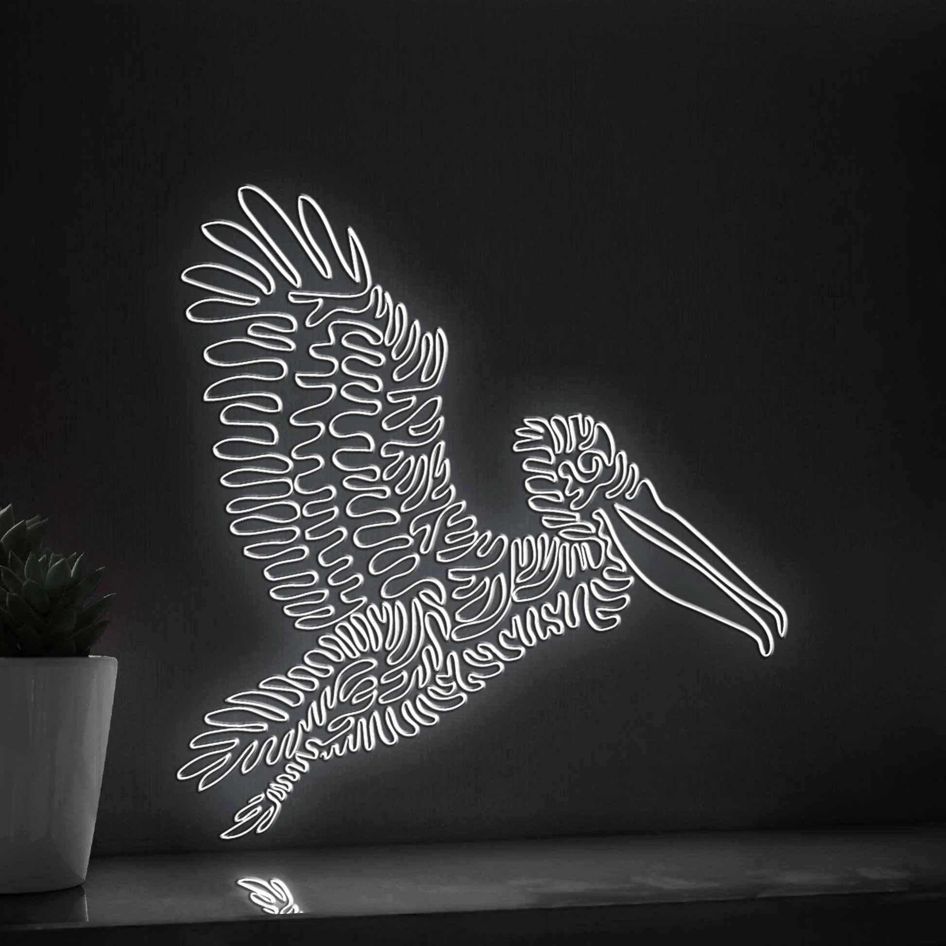 Flying Pelican EL Wire Neon Sign - Largest Bird Wall Art - myneonup