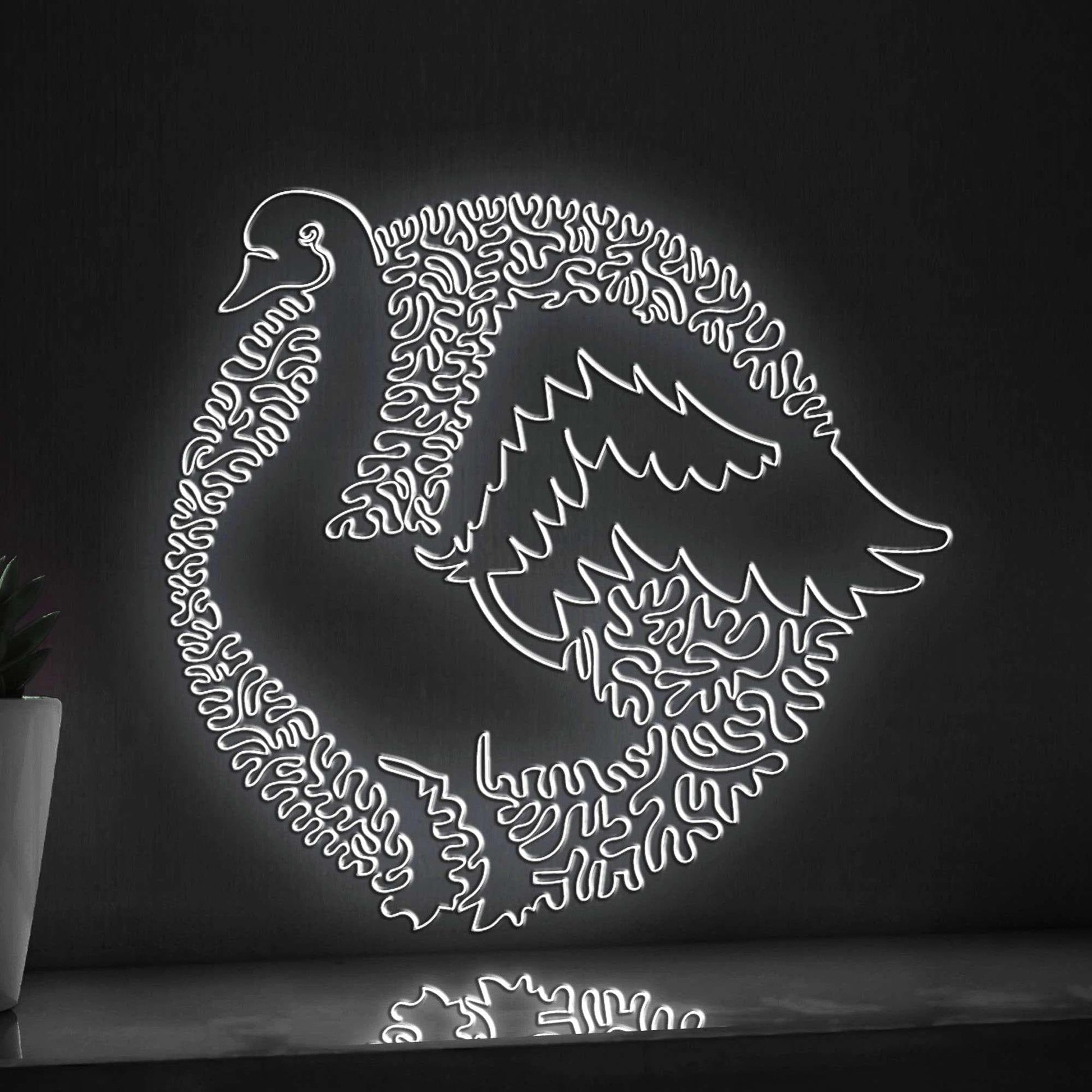 Swan One Line Art EL Wire Neon Sign - Graceful Bird Wall Decor - myneonup