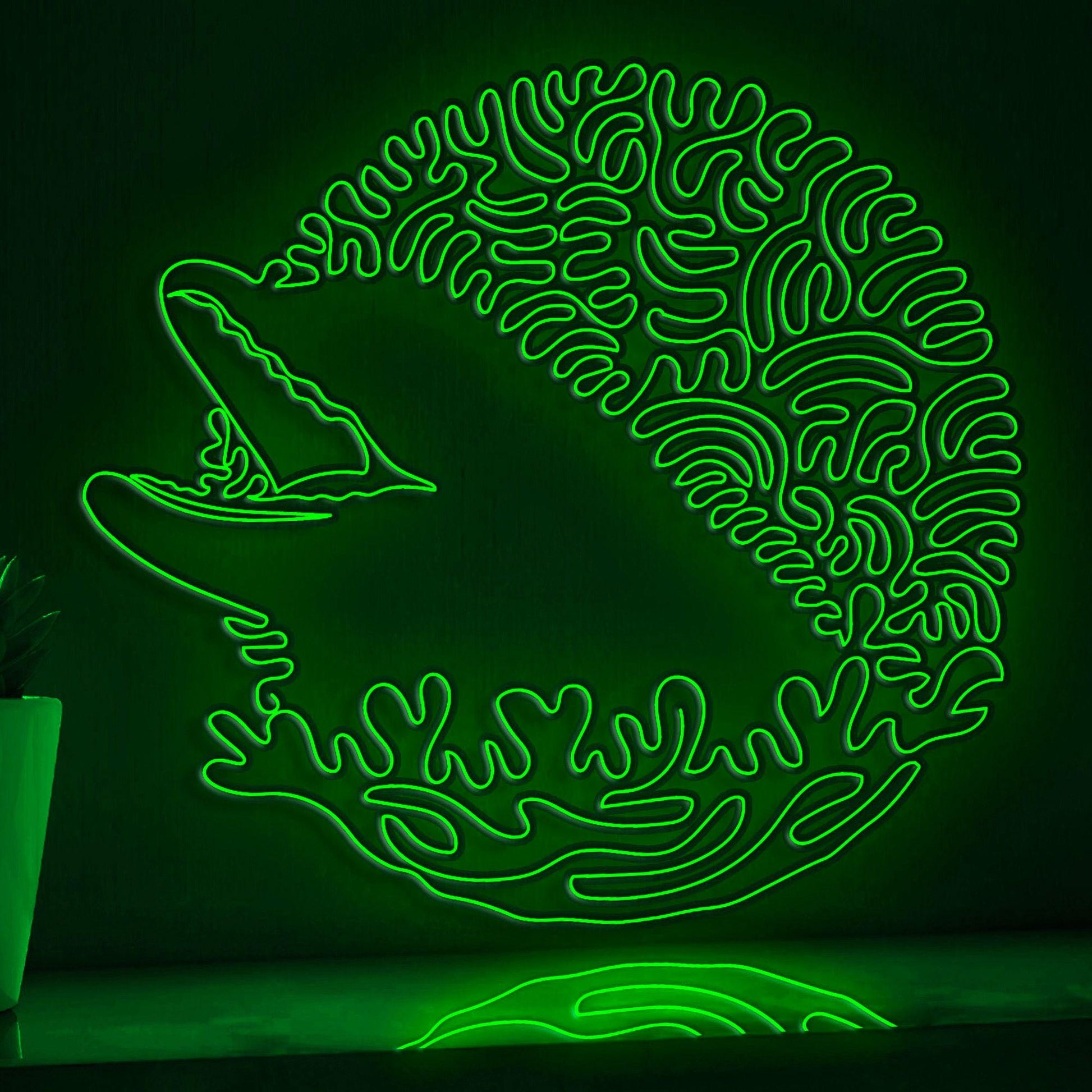 Dolphin One Line EL Neon - Marine Decor - myneonup