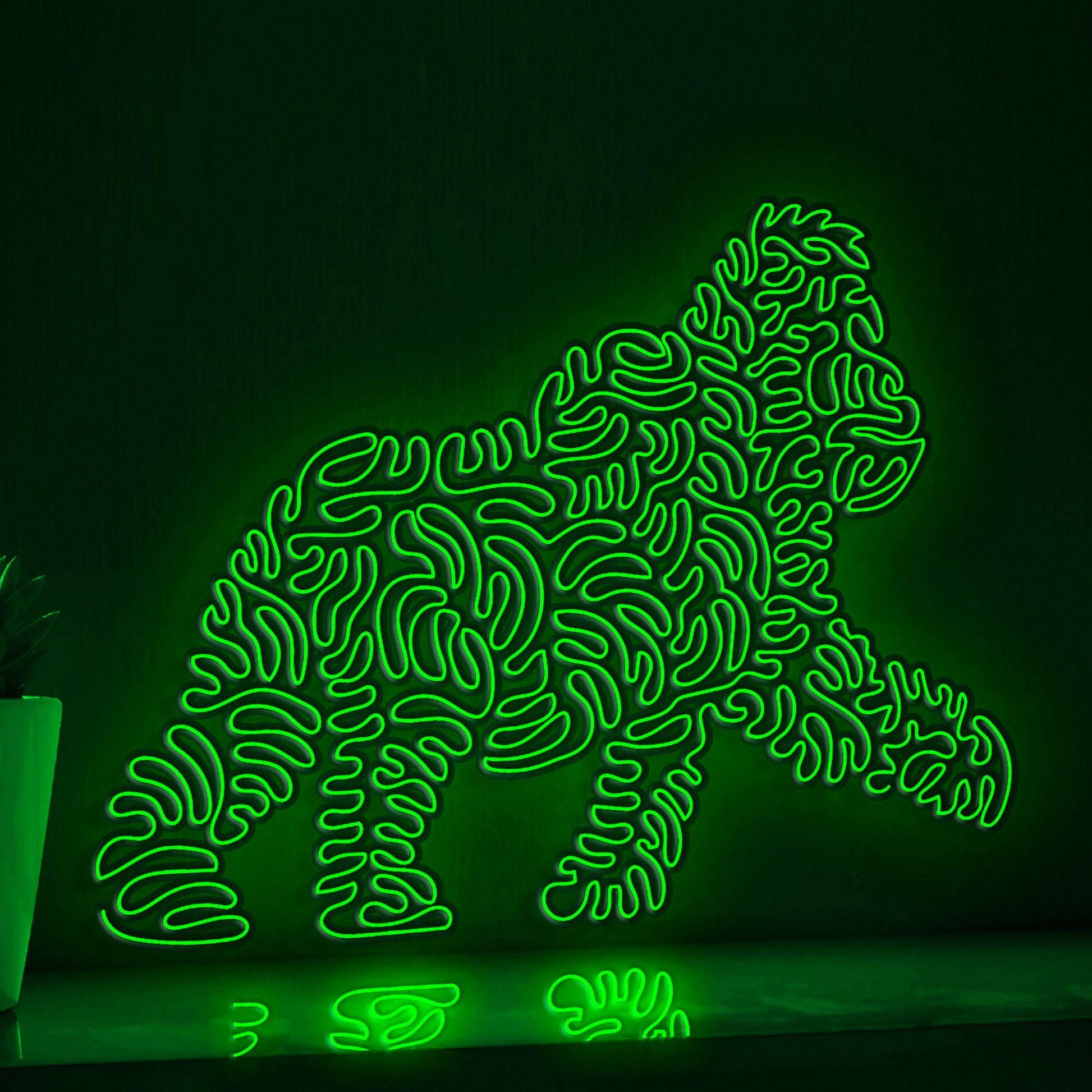 Gorilla One Line EL Wire Neon Sign - Primate Art Wall Decor - myneonup