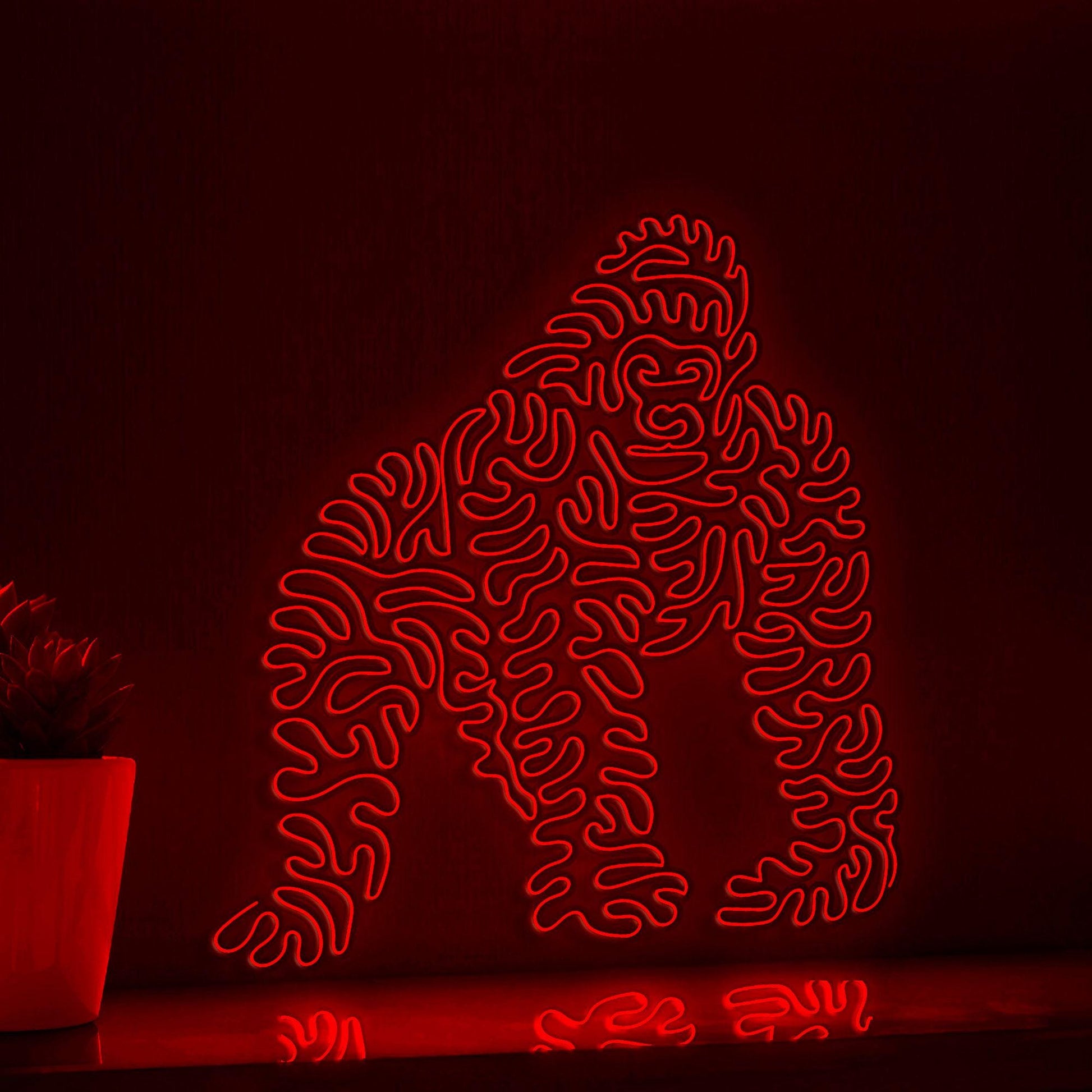 Gorilla One Line EL Wire Neon Sign - Shaggy Jungle Wall Art - myneonup