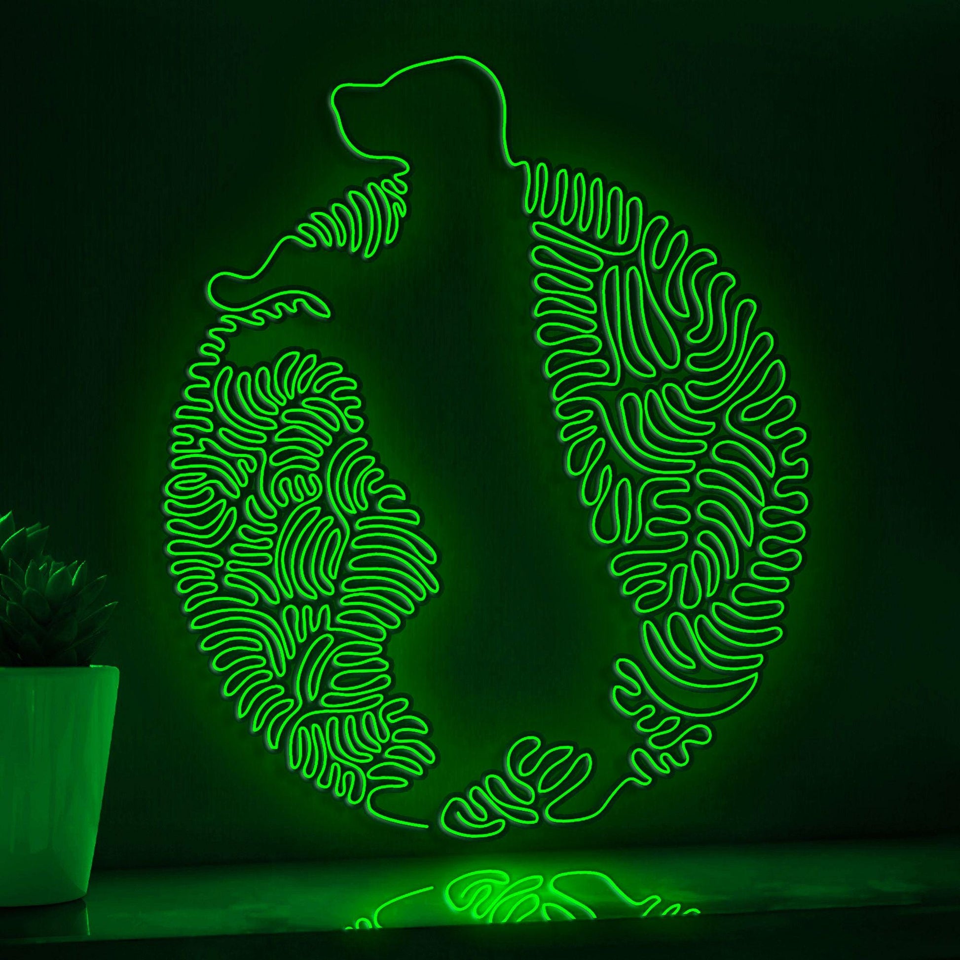 Standing Dog One Line EL Neon - Pet Circle Wall Art Decor - myneonup