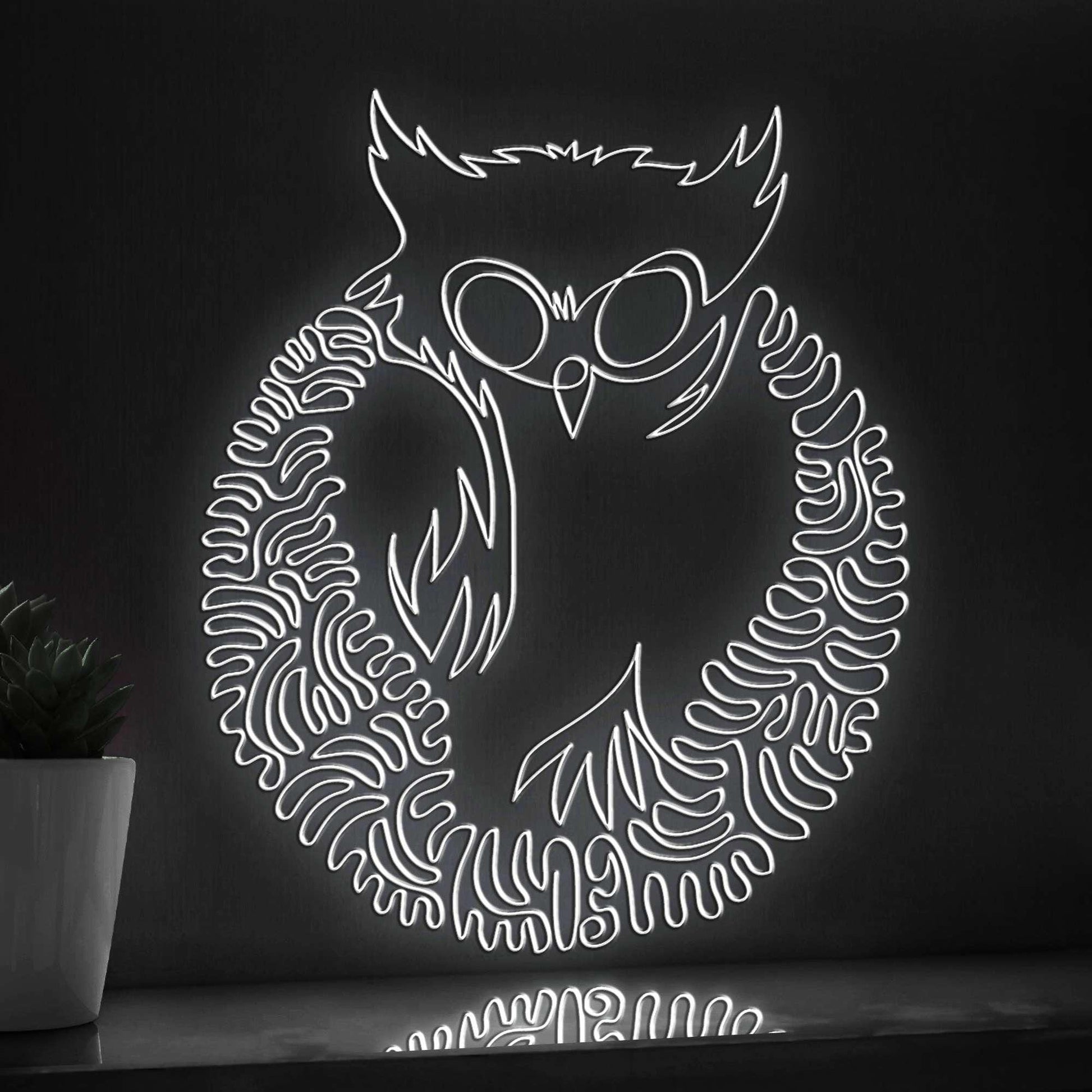 Owl One Line EL Wire Neon Sign - Bird Wall Art - myneonup