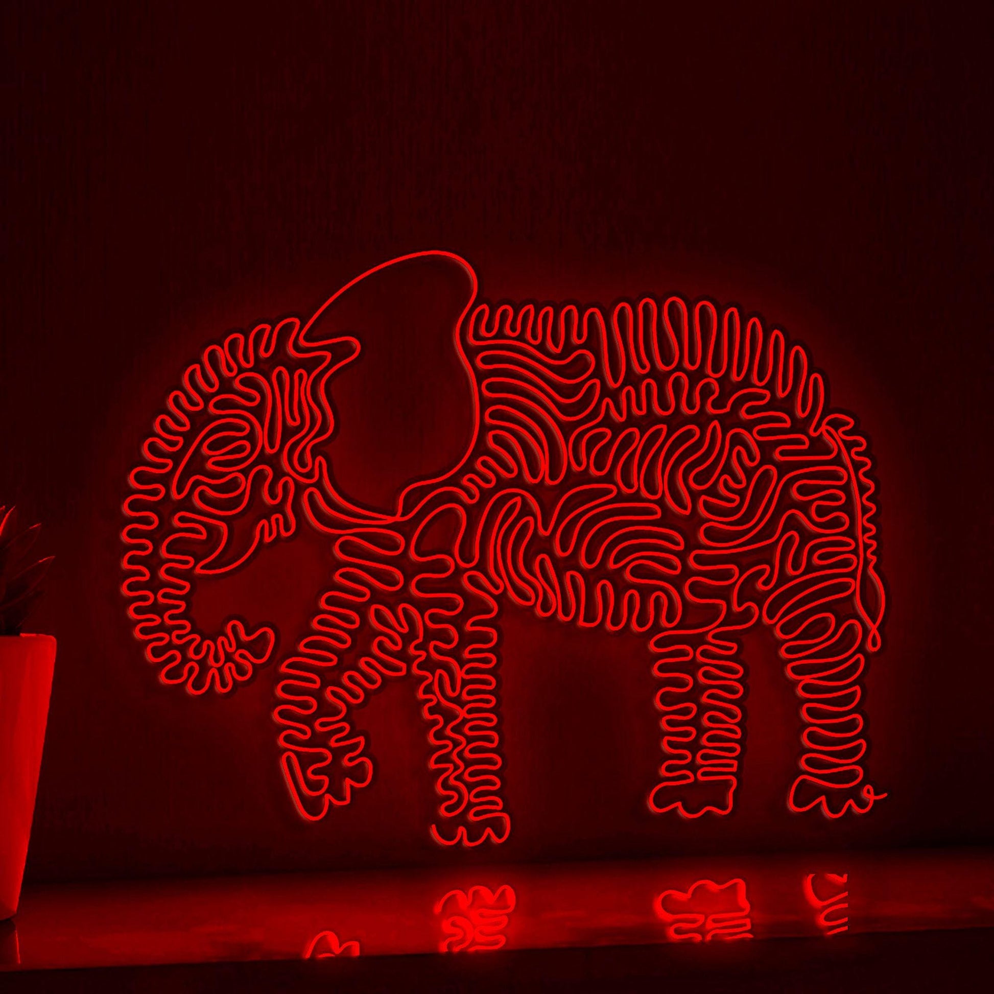 Elephant One Line Art EL Wire Neon Sign - African Animal Wall Decor - myneonup